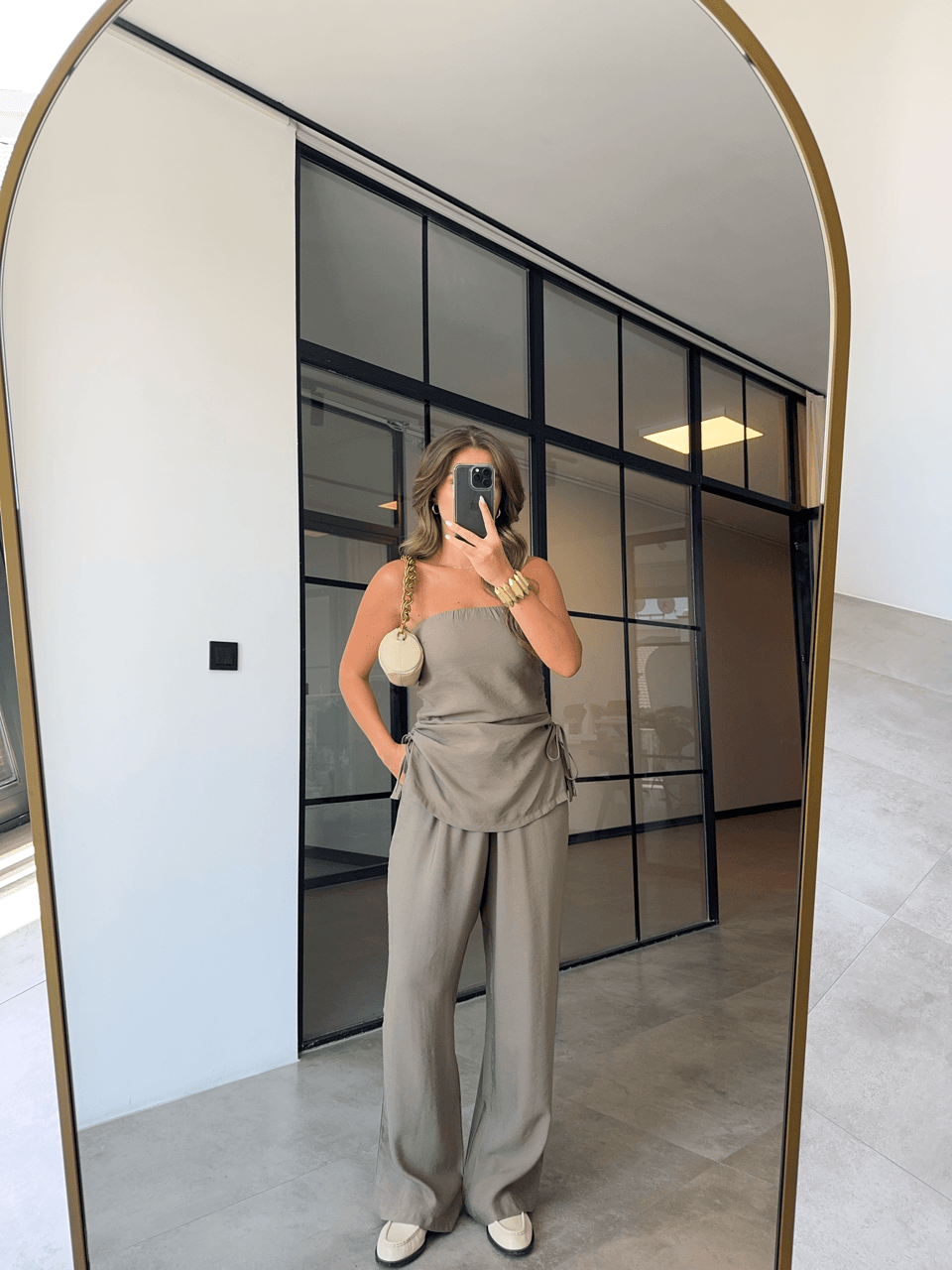 STRAPLESS GATHERED HAKI SUIT
