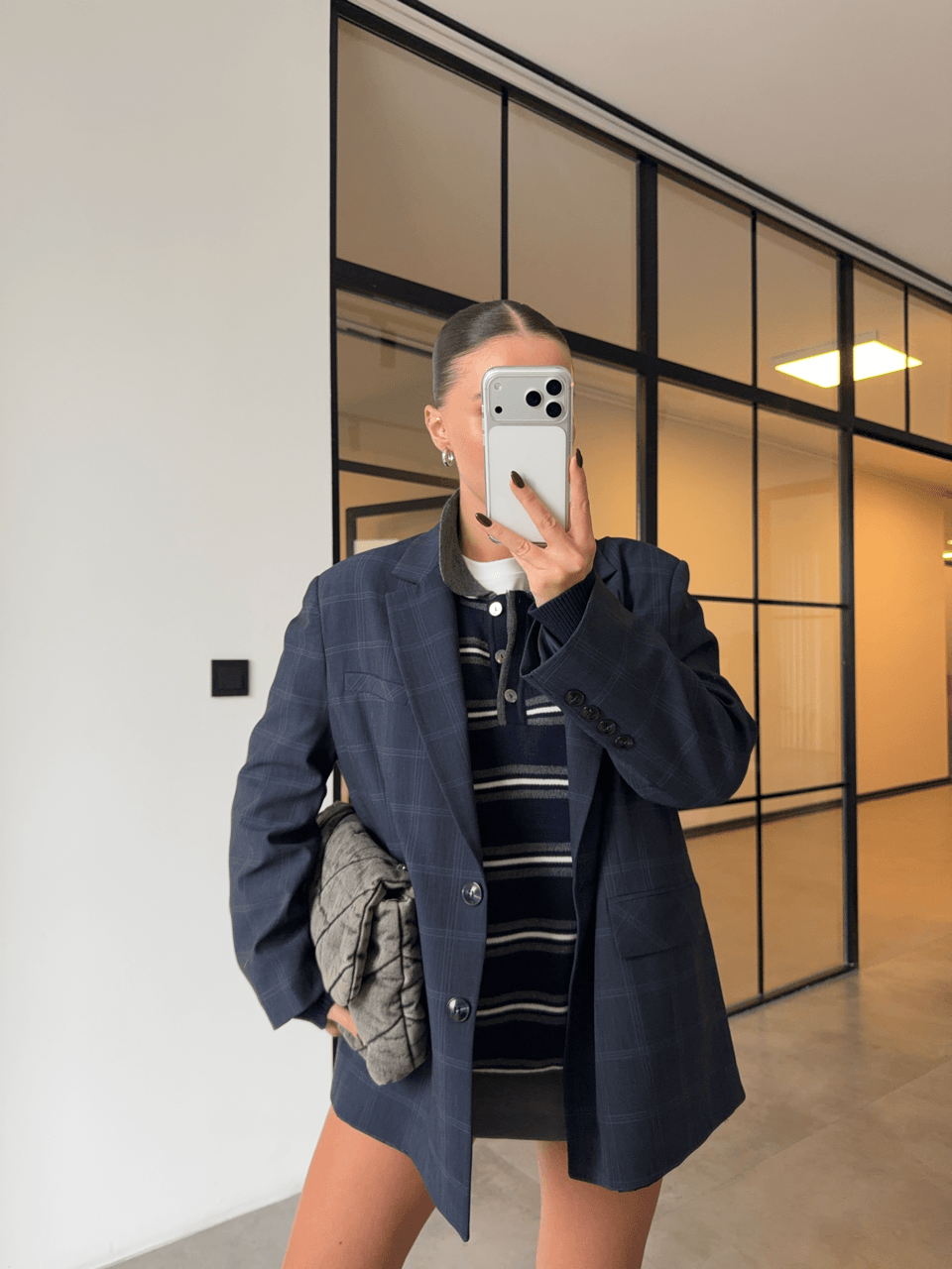 EKOSELİ LACİVERT OVERSİZE BLAZER CEKET 
