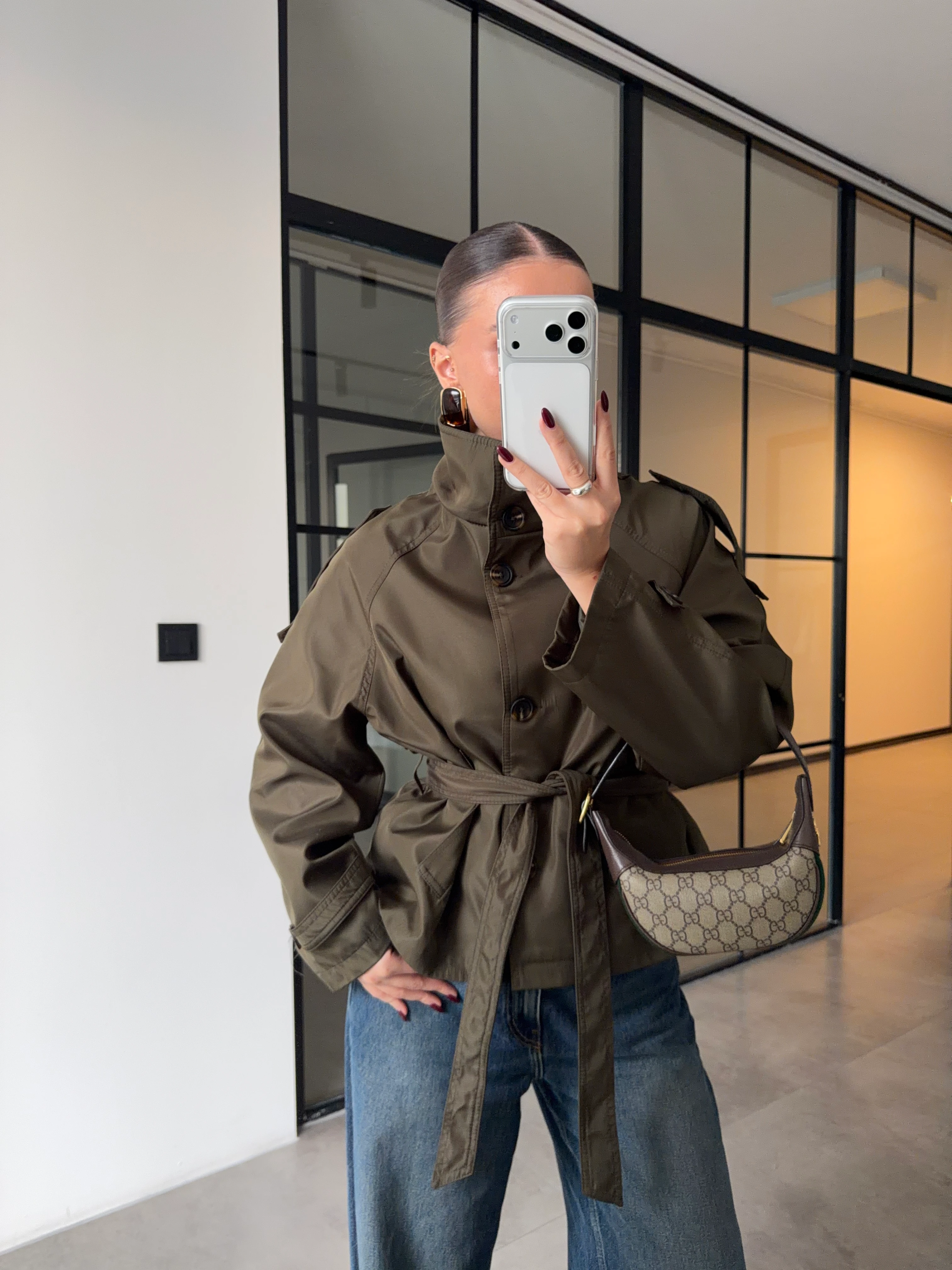 DİK YAKA HAKİ TRENÇKOT