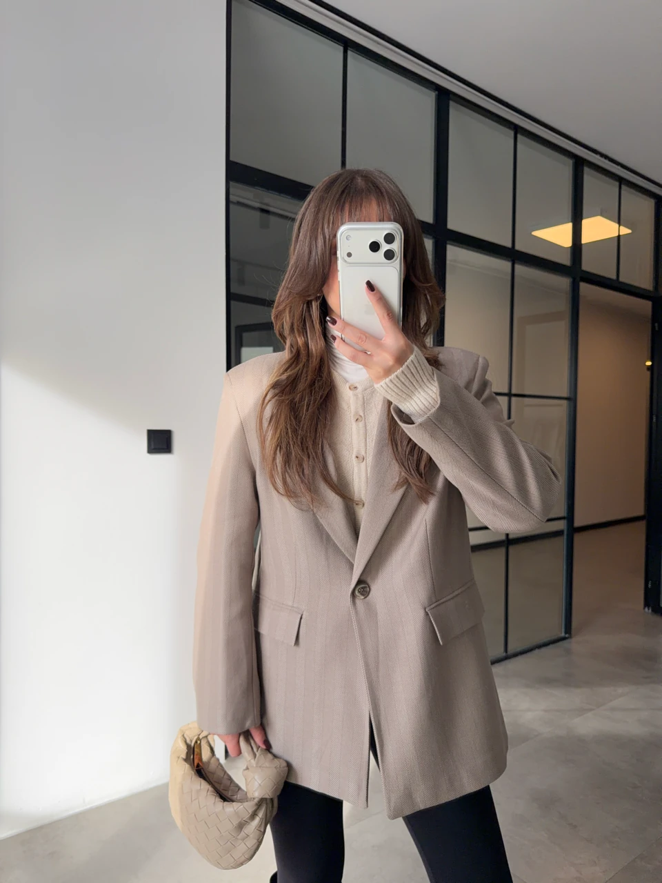 BALIKSIRTI YÜN BLAZER CEKET - Vizon