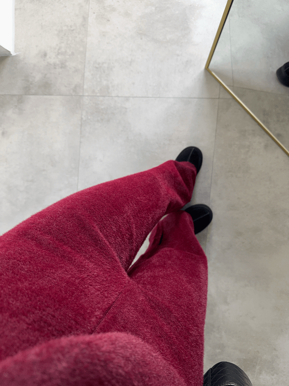 PELUŞ DOKULU BORDO TRİKO PANTOLON