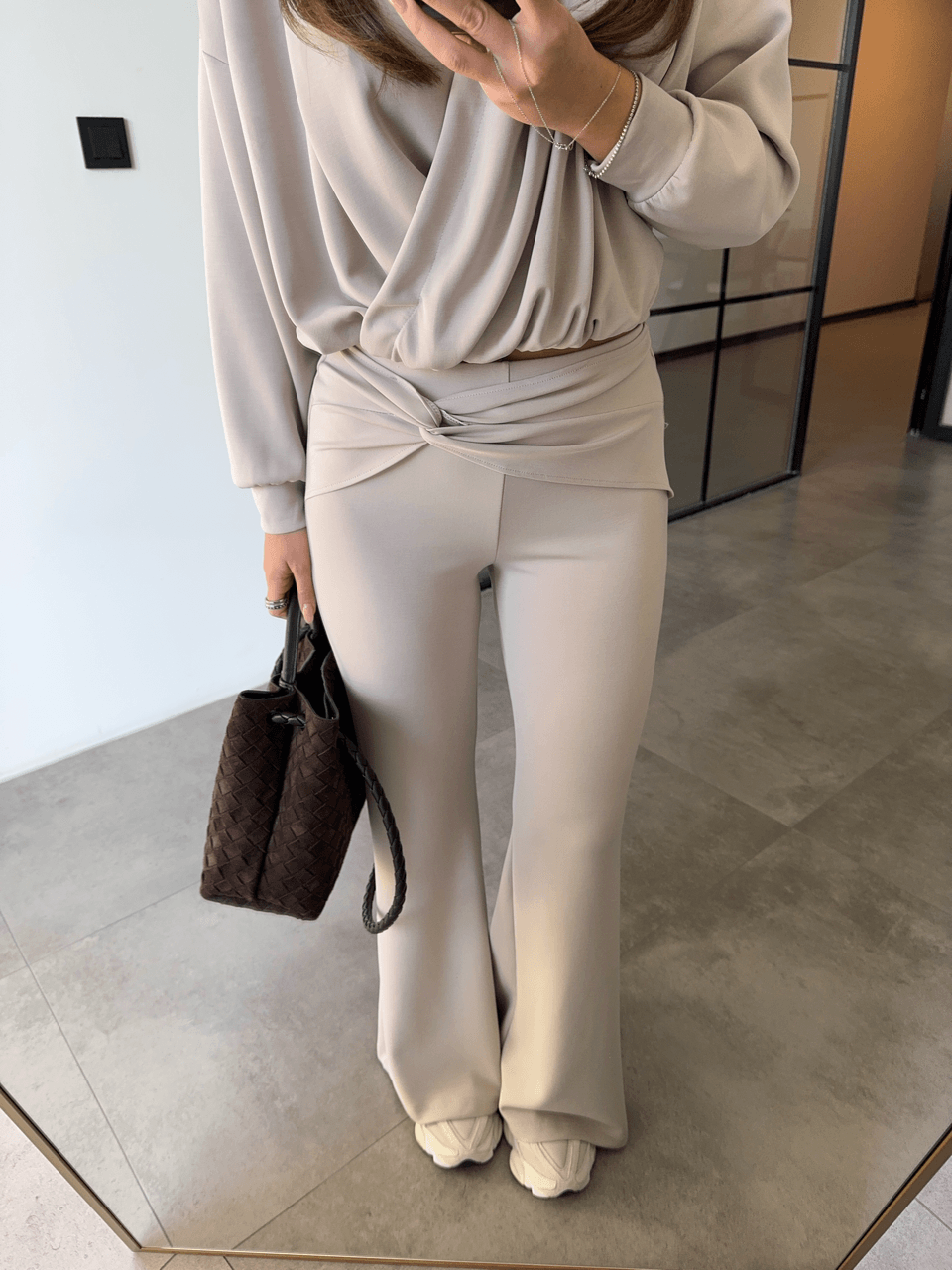 DÜĞÜMLÜ PANTOLON KRUVAZE SWEAT TAŞ MODAL TAKIM
