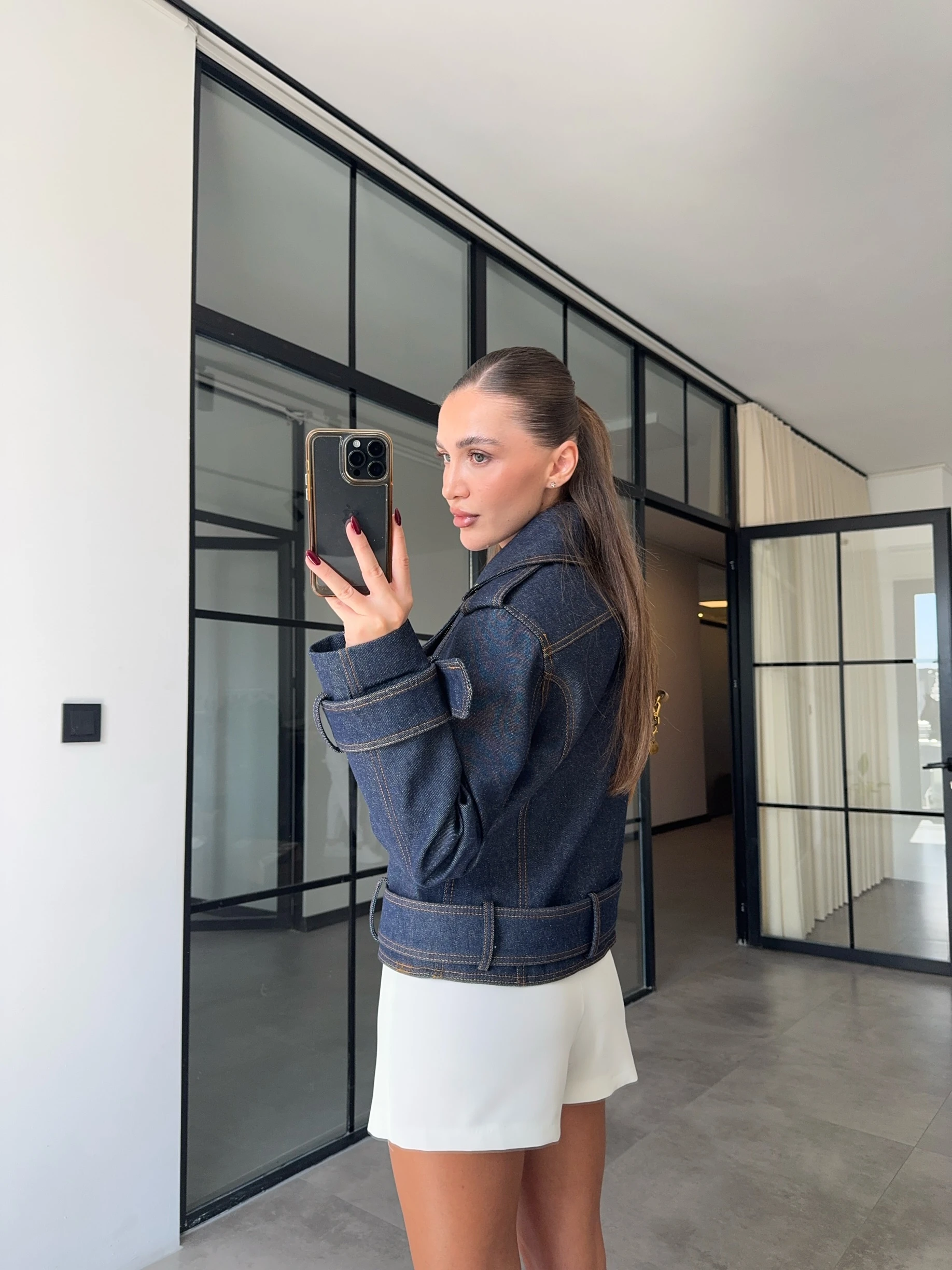 PREMİUM KEMERLİ DENİM CEKET