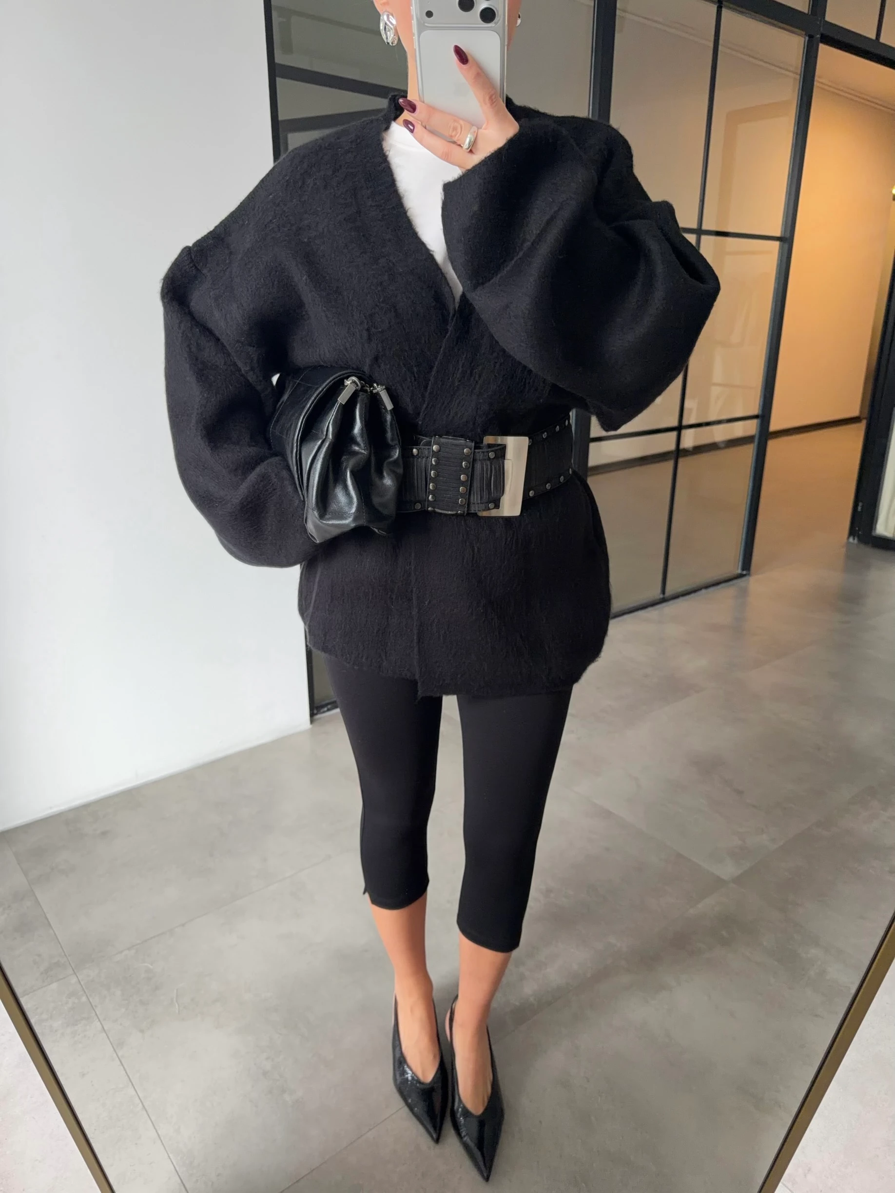 BALON KOL ŞARDONLU SİYAH HIRKA