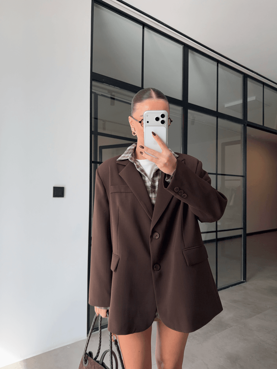 OVERSİZE ACI KAHVE BLAZER CEKET
