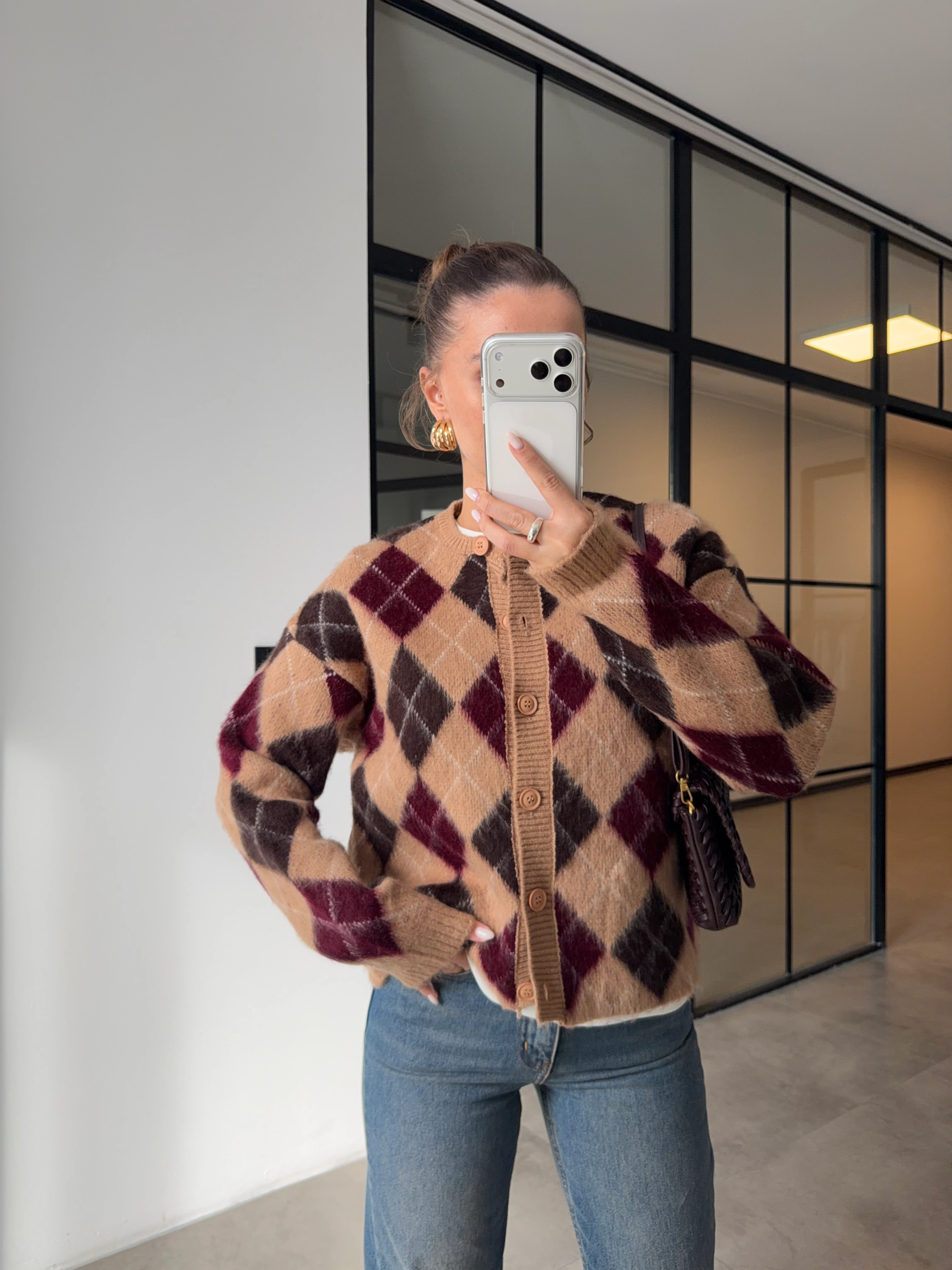 BAKLAVA DESENLİ ŞARDONLU CAMEL HIRKA