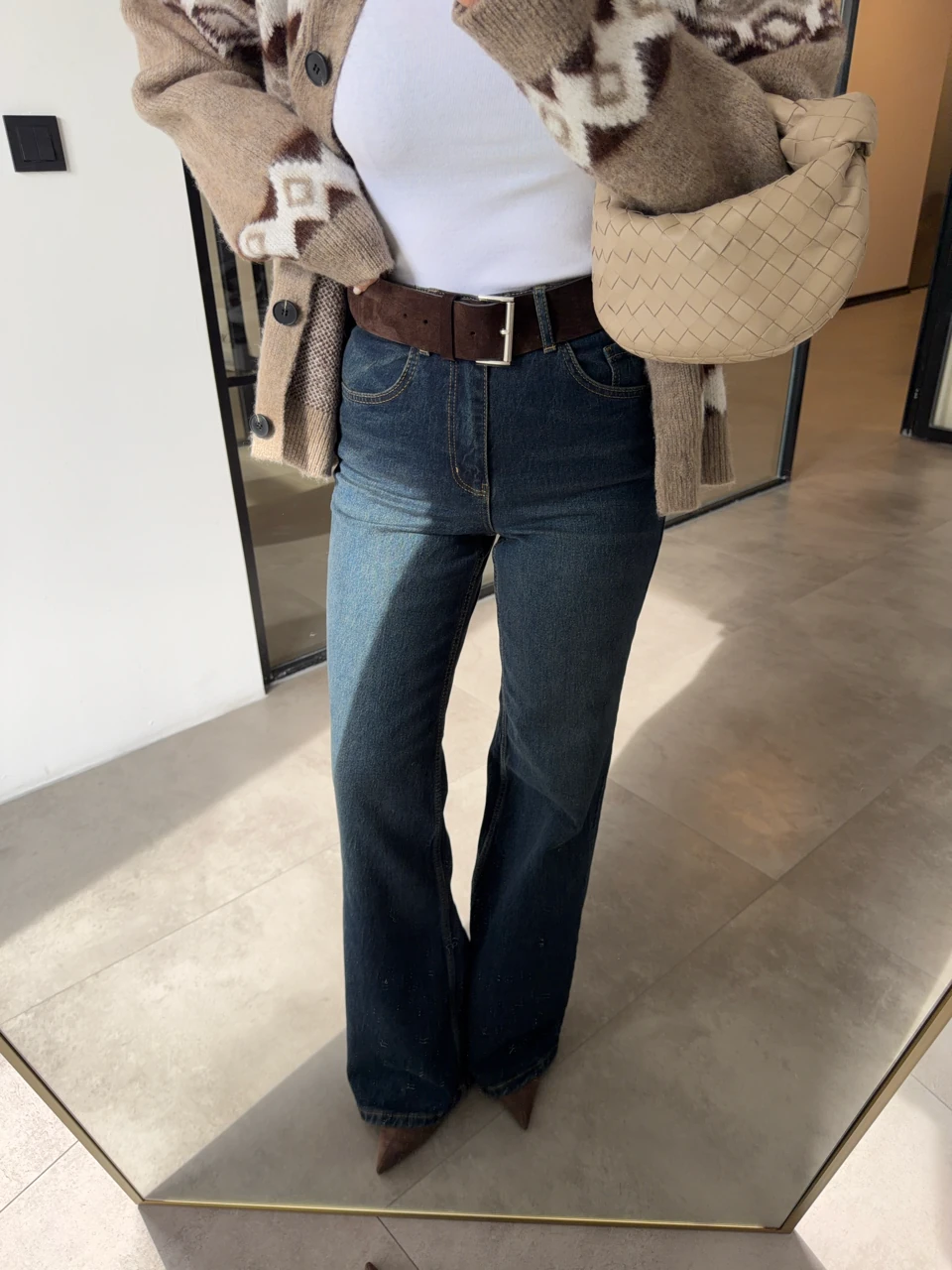 LİKRALI KOYU MAVİ WİDE LEG CLARA JEAN