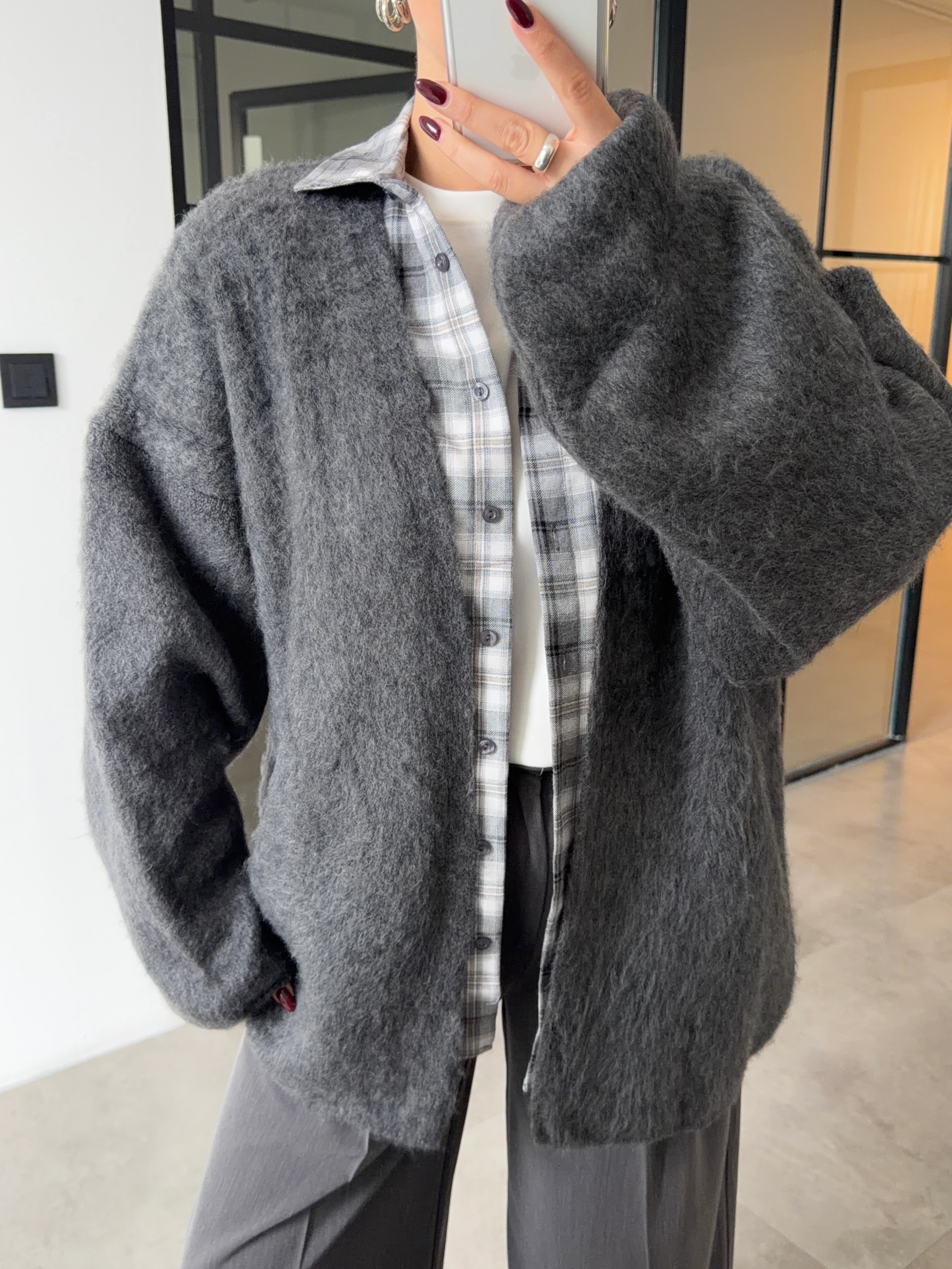 BALON KOL ŞARDONLU ANTRASİT HIRKA