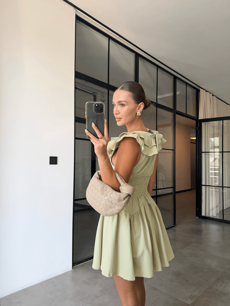 HAKI MINI DRESS WITH FRILLED COLLAR