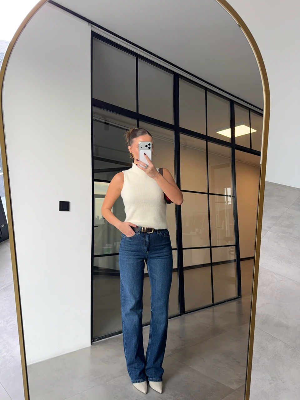 YÜKSEK BEL KOYU MAVİ LİKRALI STRAİGHT JEAN