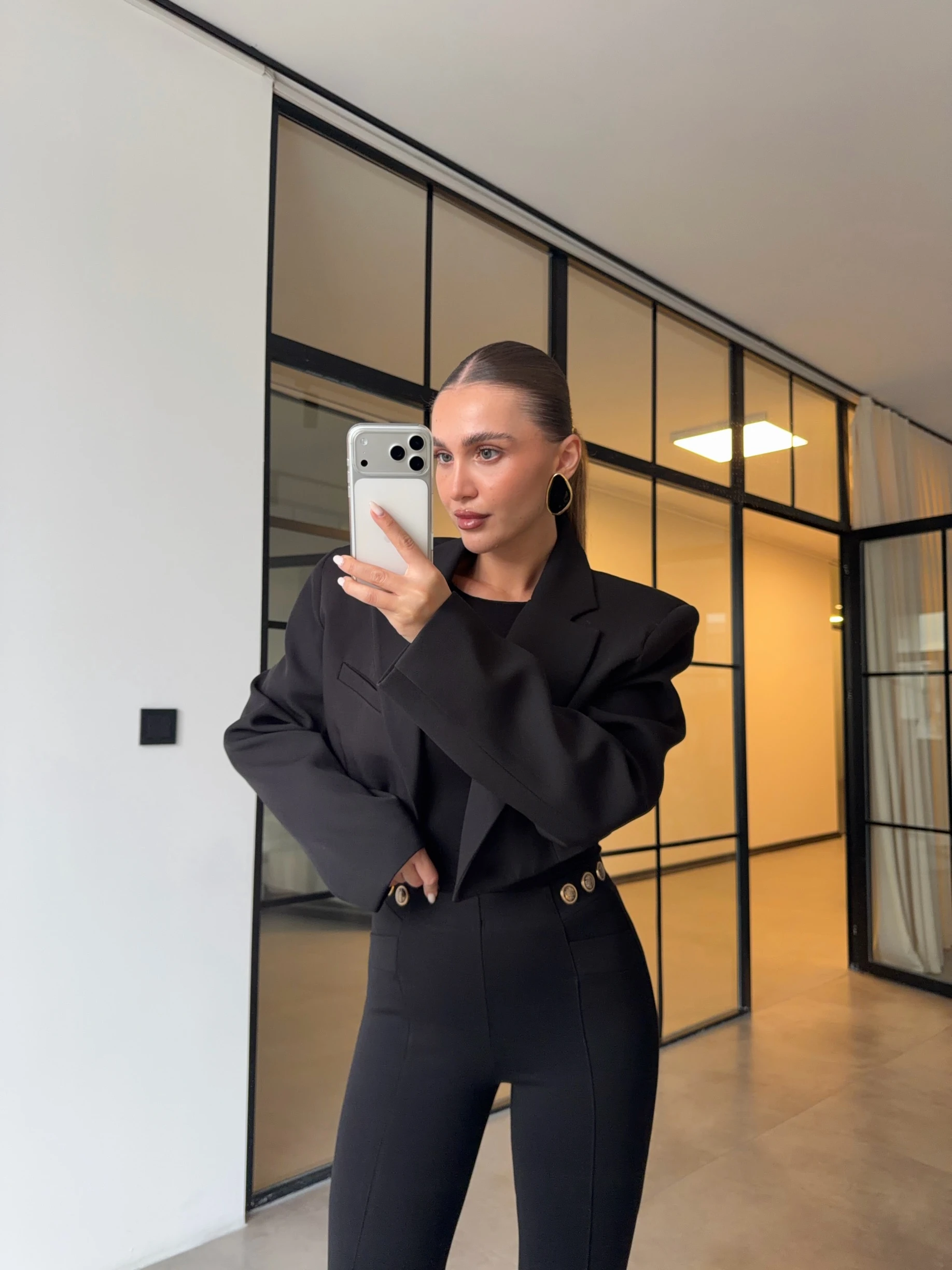 GOLD DÜĞME DETAYLI ÇIMALI ÇELİK TAYT PANTOLON