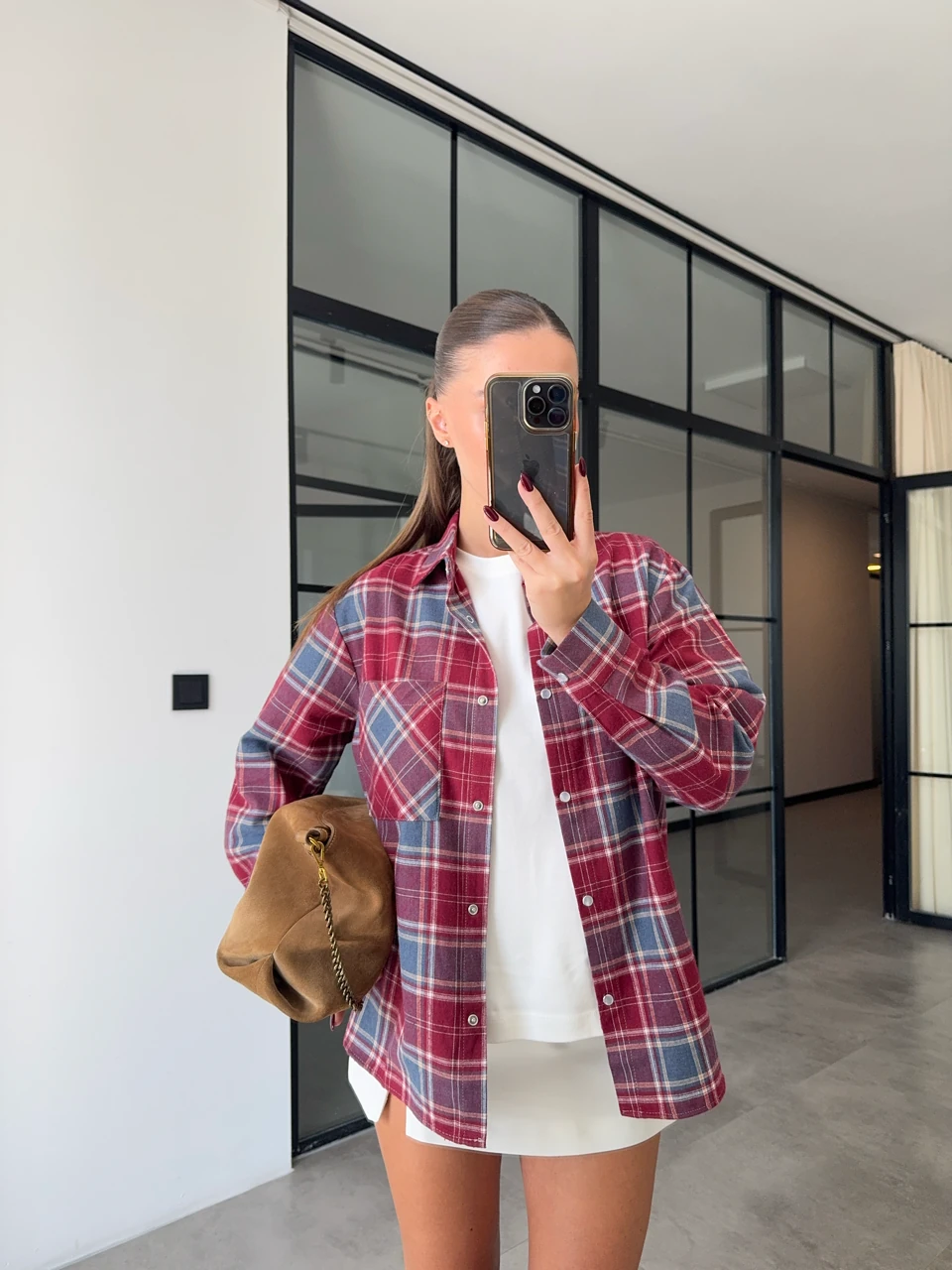 CEPLİ BORDO ODUNCU GÖMLEK