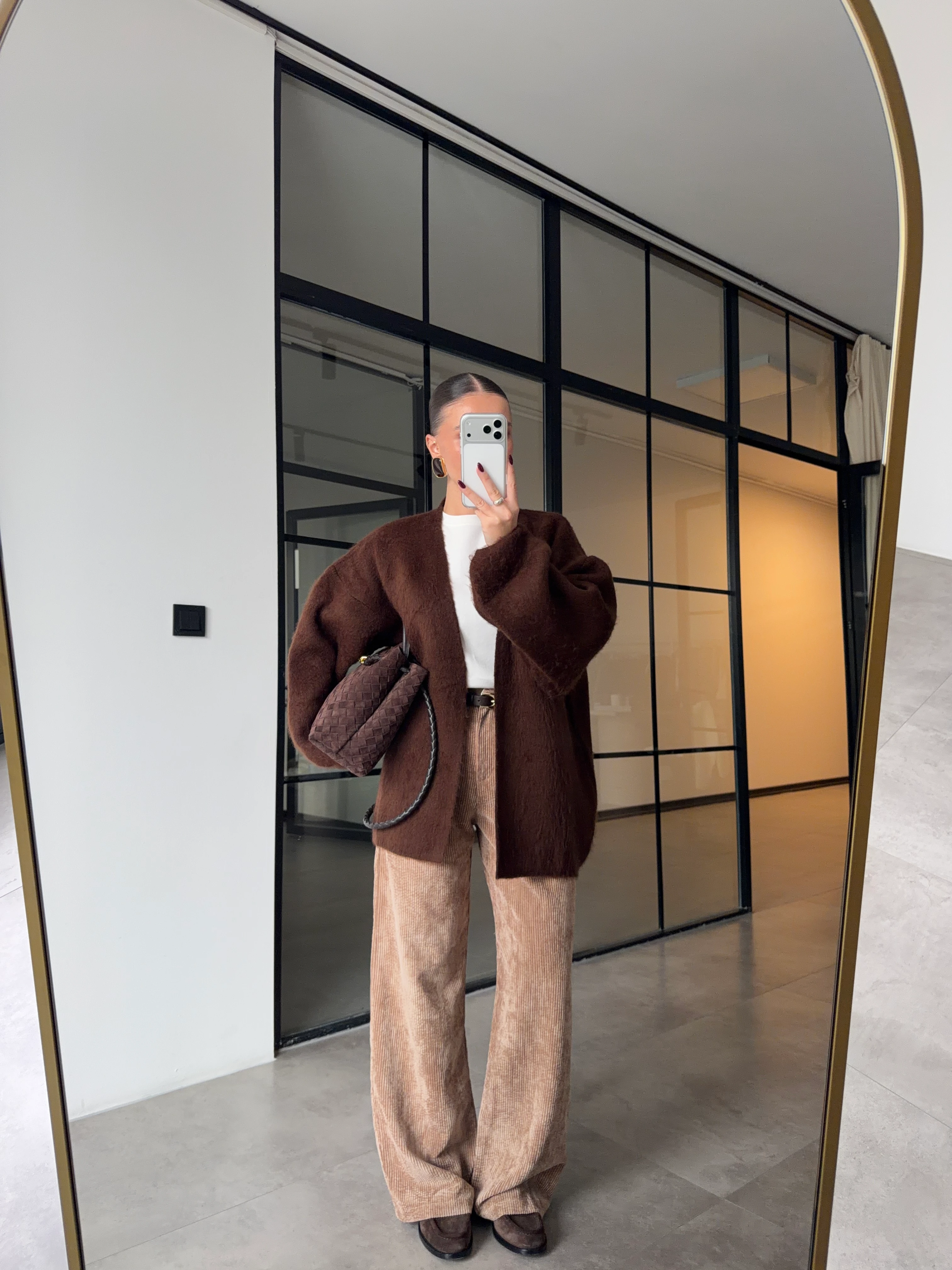 BALON KOL ŞARDONLU KAHVERENGİ HIRKA