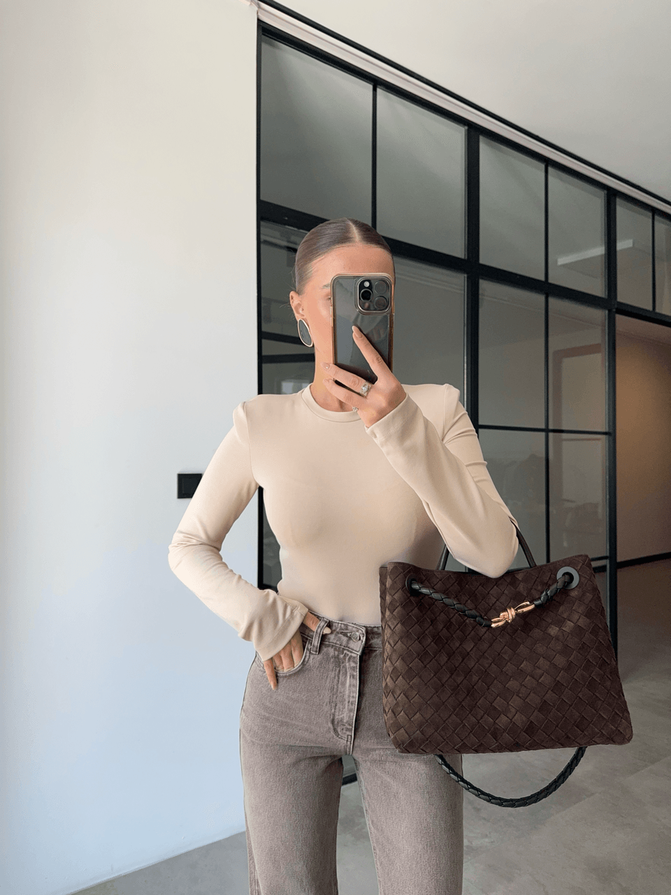 VATKALI BİSİKLET YAKA BEJ BODYSUİT