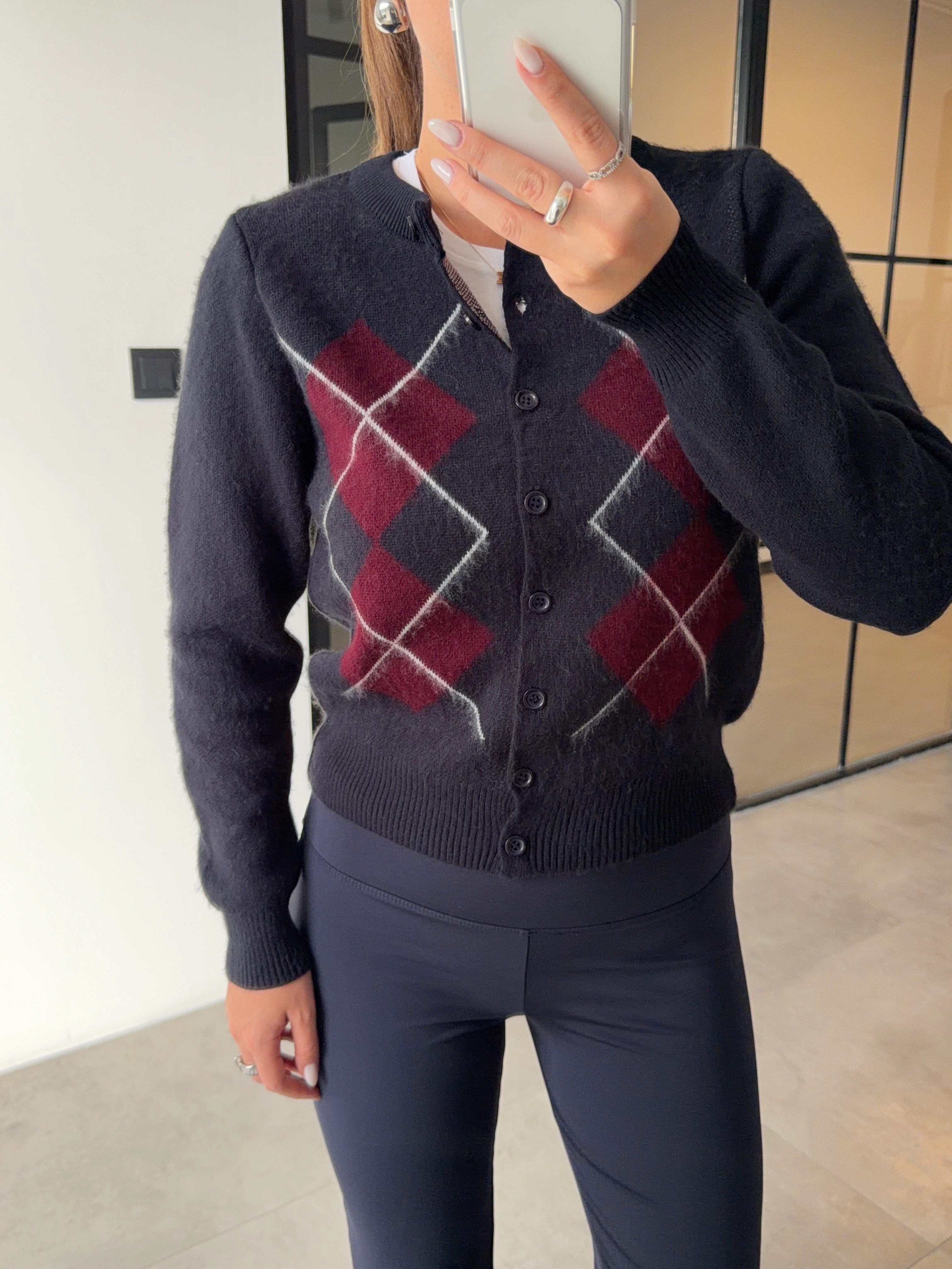 BAKLAVA DESEN LACİVERT HIRKA