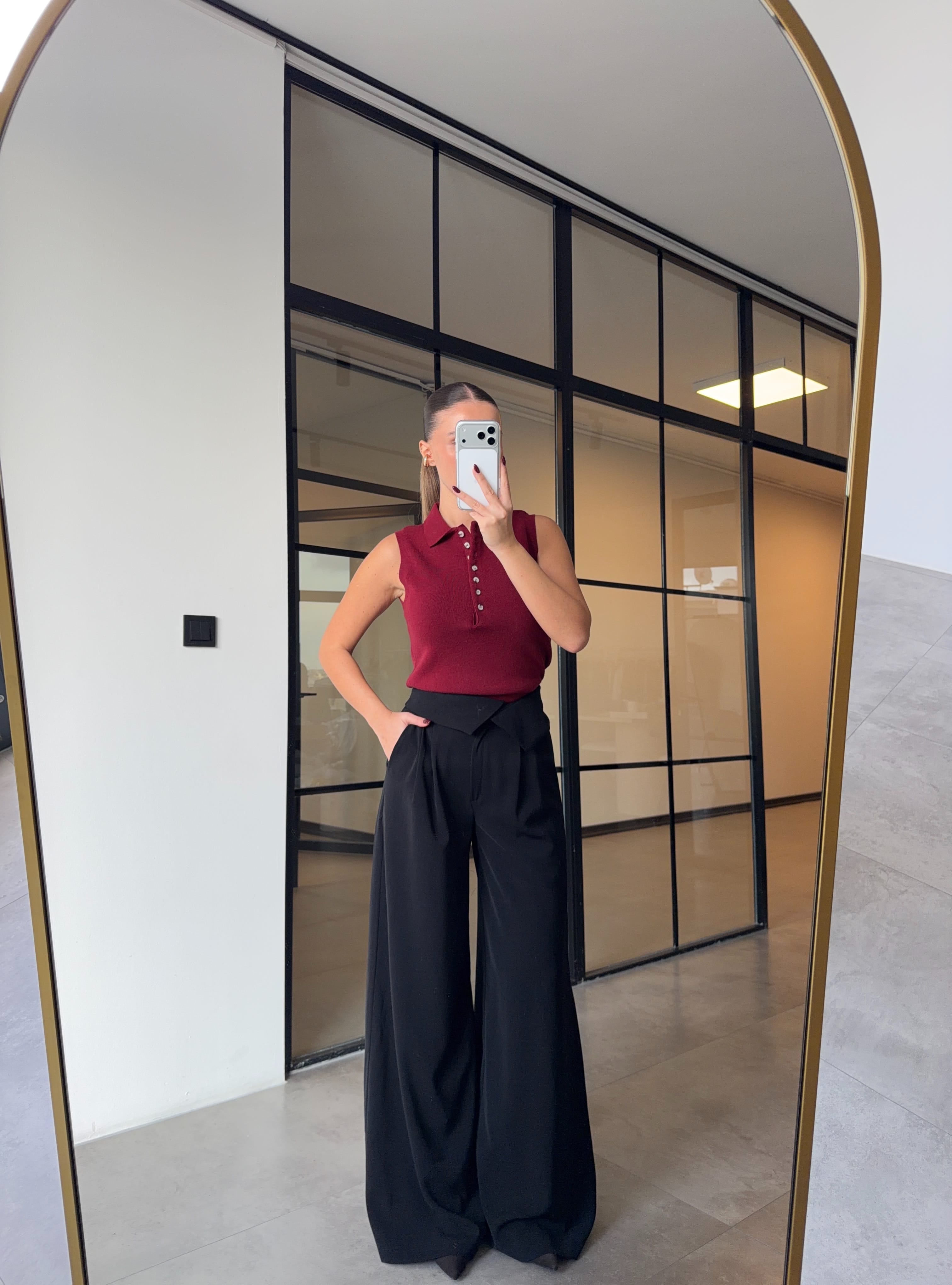 BEL DETAYLI SİYAH PALAZZO