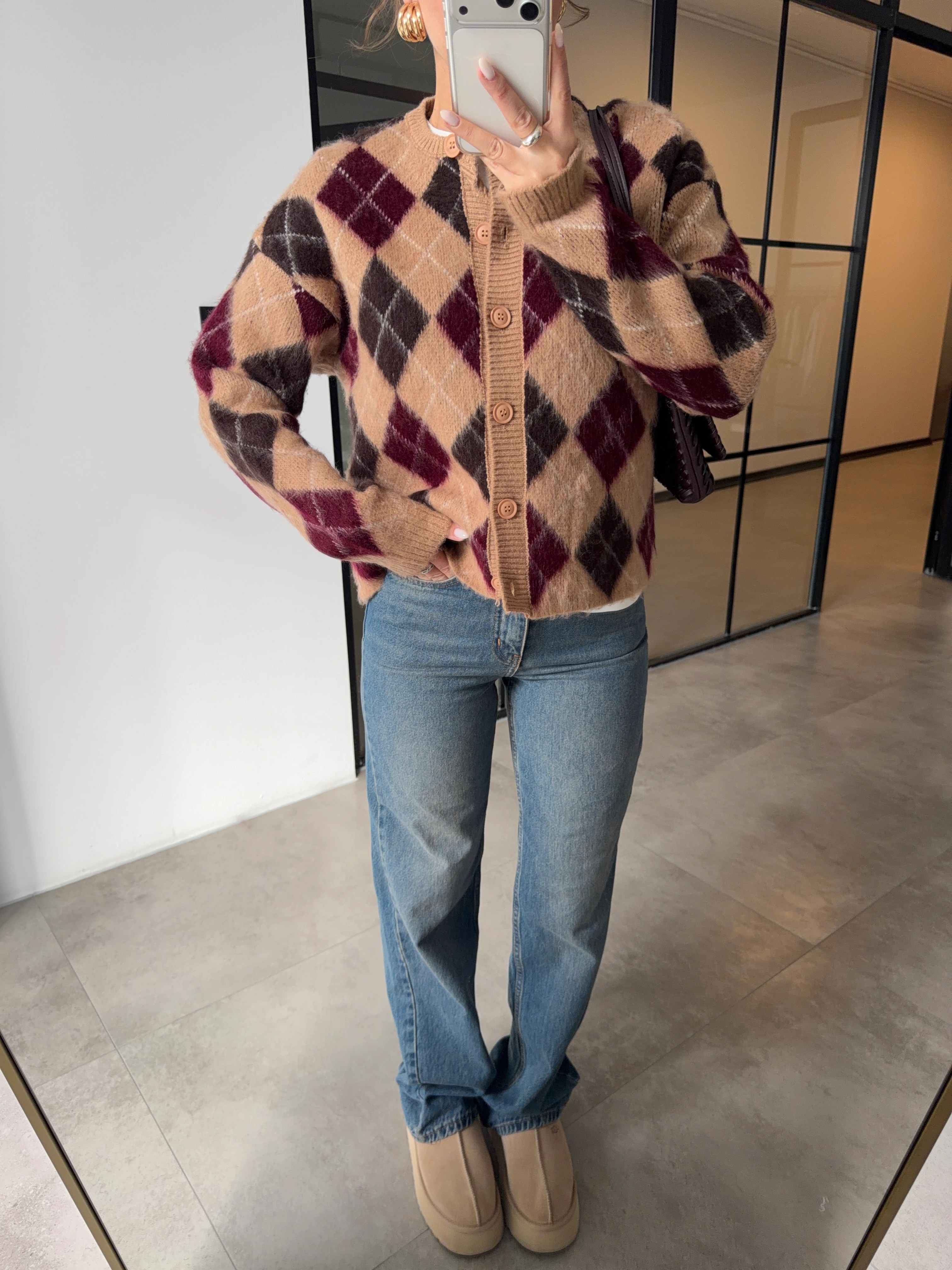 BAKLAVA DESENLİ ŞARDONLU CAMEL HIRKA