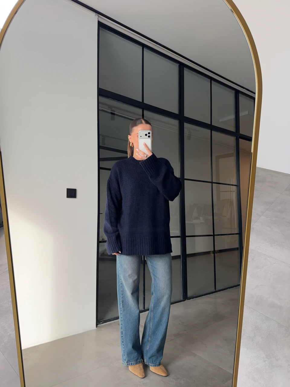 BİSİKLET YAKA OVERSİZE LACİVERT KAZAK