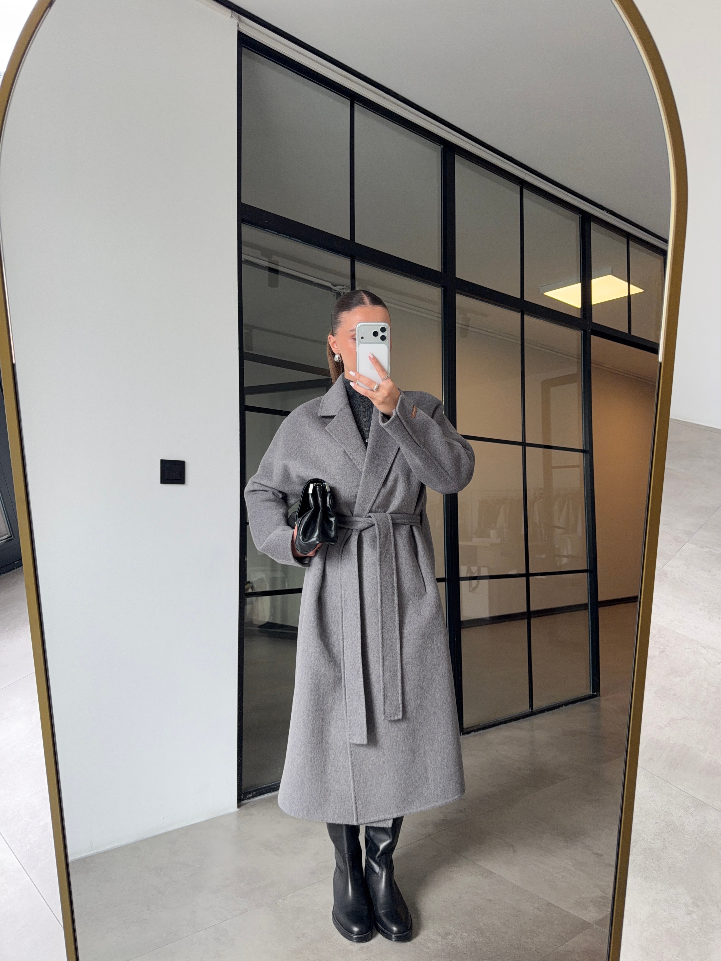 %100 YÜN GRİ KABAN