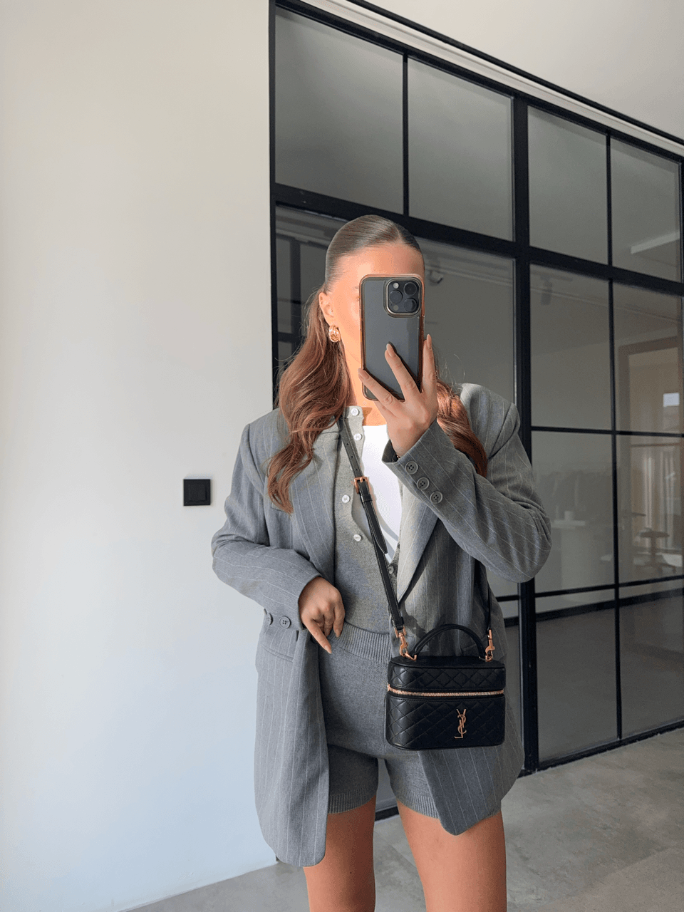 GRİ ÇİZGİLİ OVERSİZE CEKET