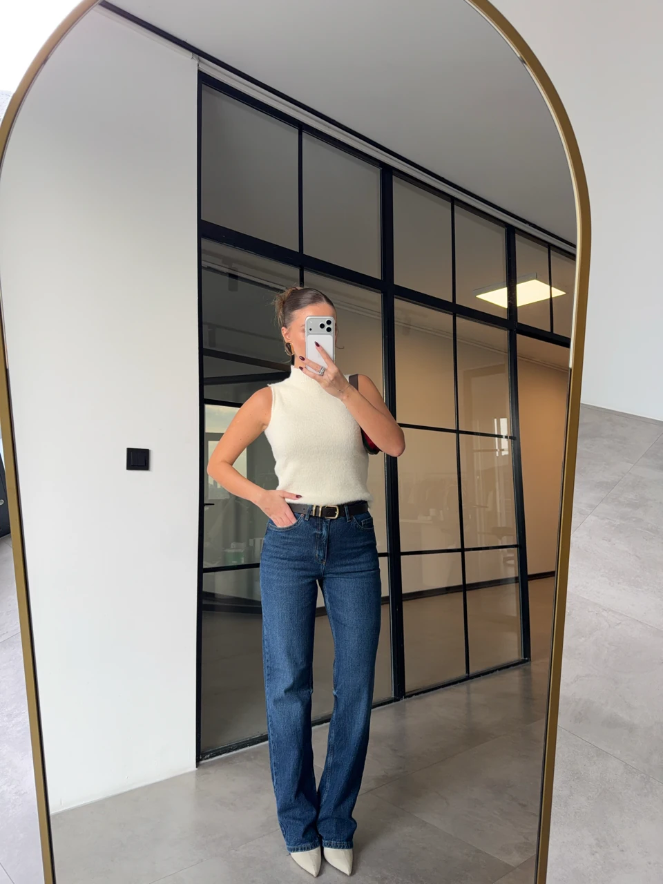 YÜKSEK BEL KOYU MAVİ LİKRALI STRAİGHT JEAN