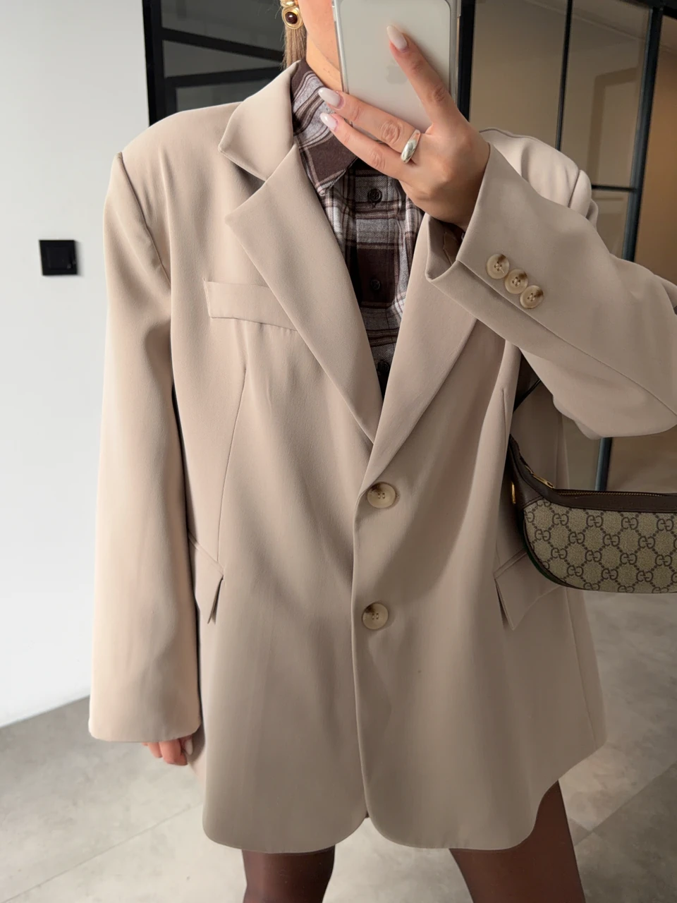 OVERSİZE TAŞ RENGİ BLAZER CEKET