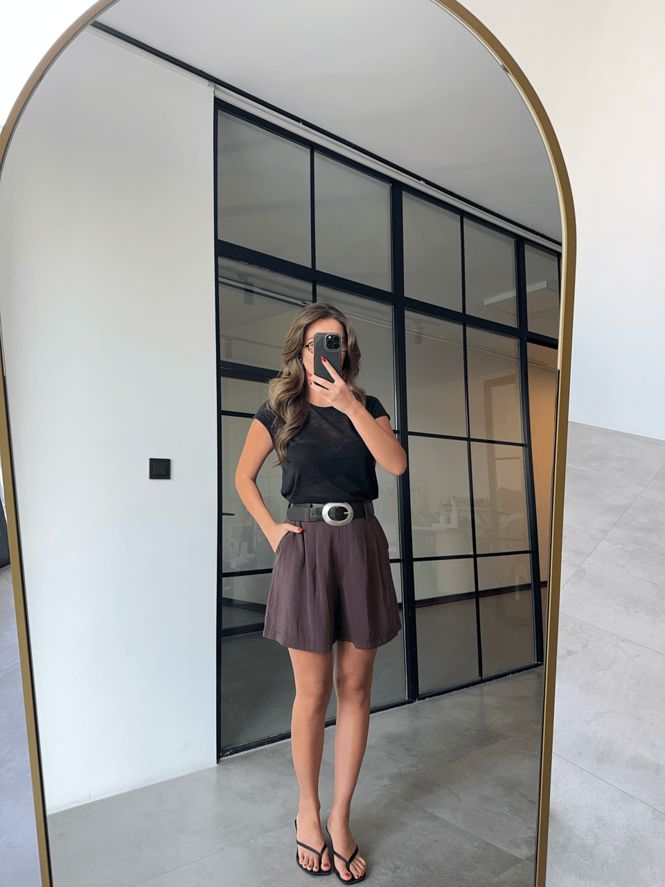 KAHVERENGİ TENCEL BERMUDA ŞORT
