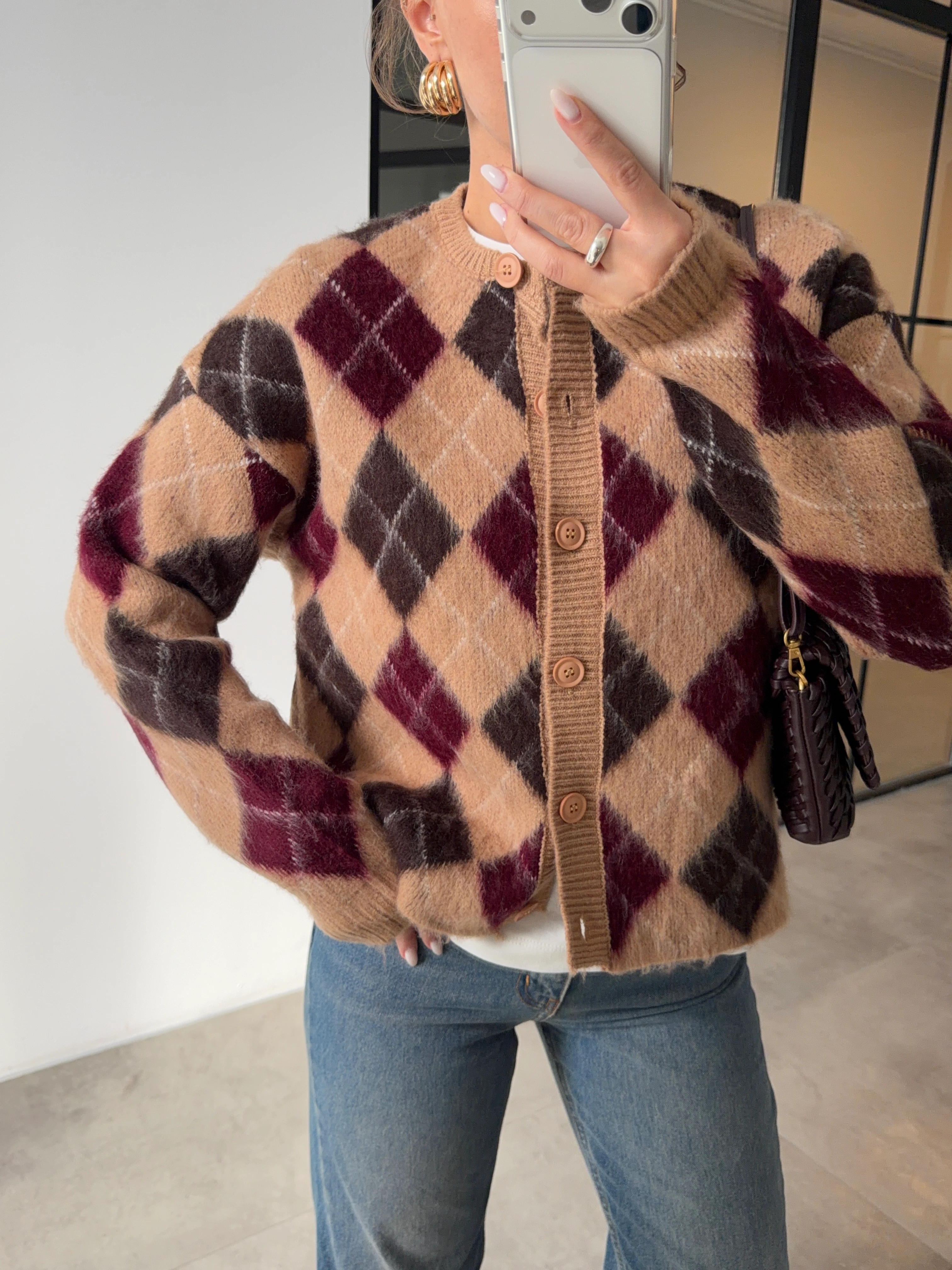 BAKLAVA DESENLİ ŞARDONLU CAMEL HIRKA