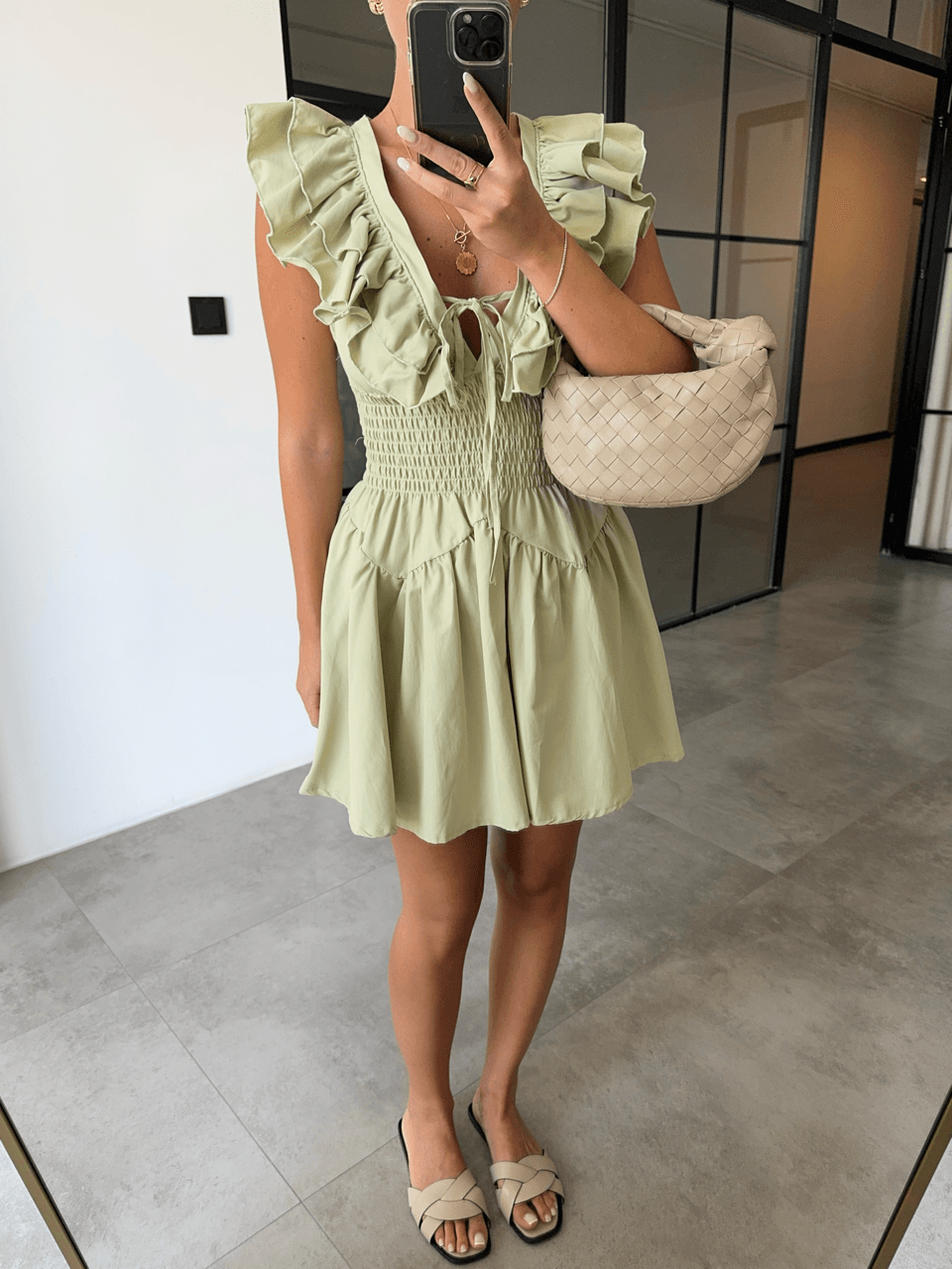 HAKI MINI DRESS WITH FRILLED COLLAR