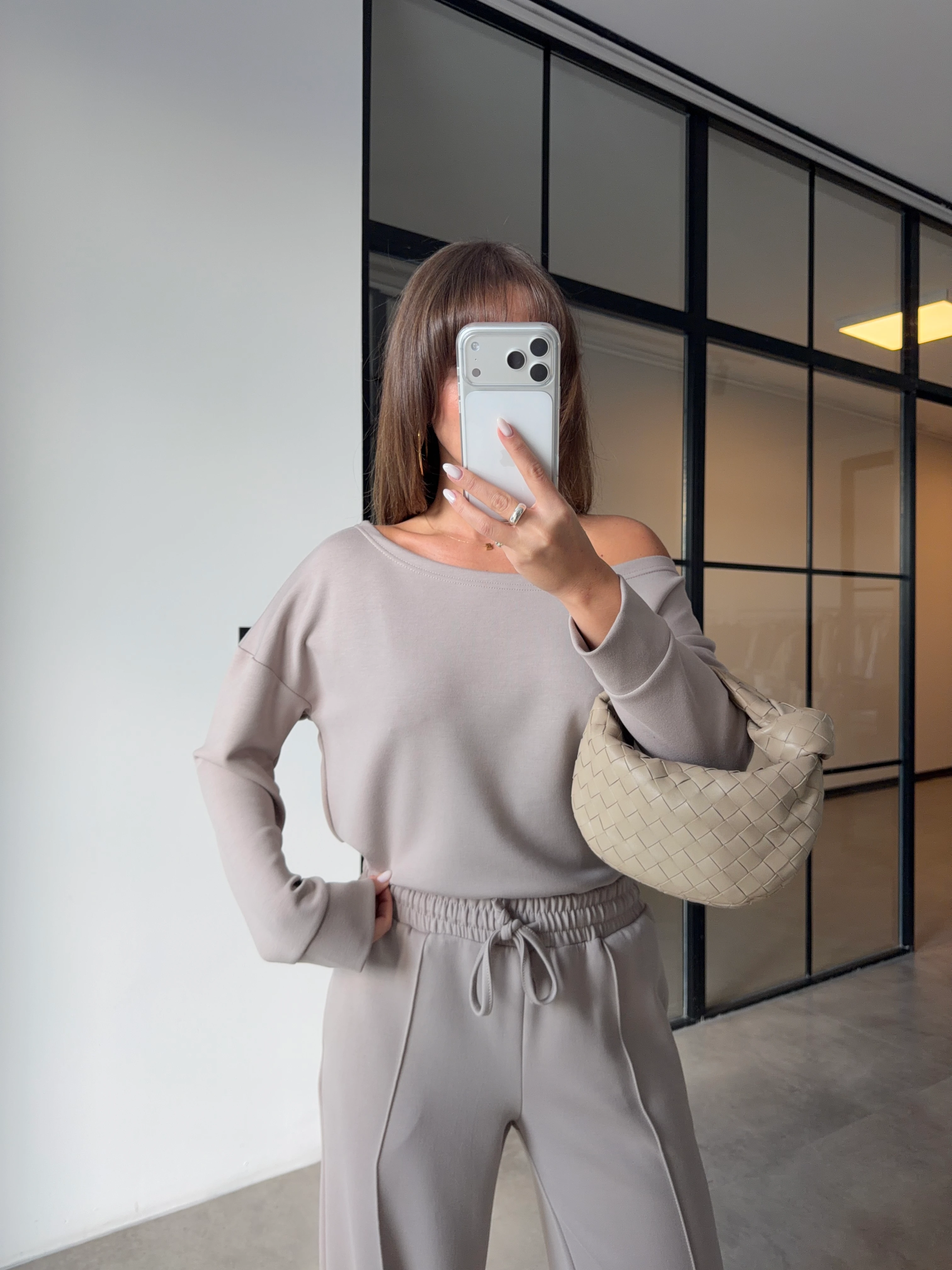 DÜŞÜK OMUZ TAŞ RENGİ MODAL TAKIM