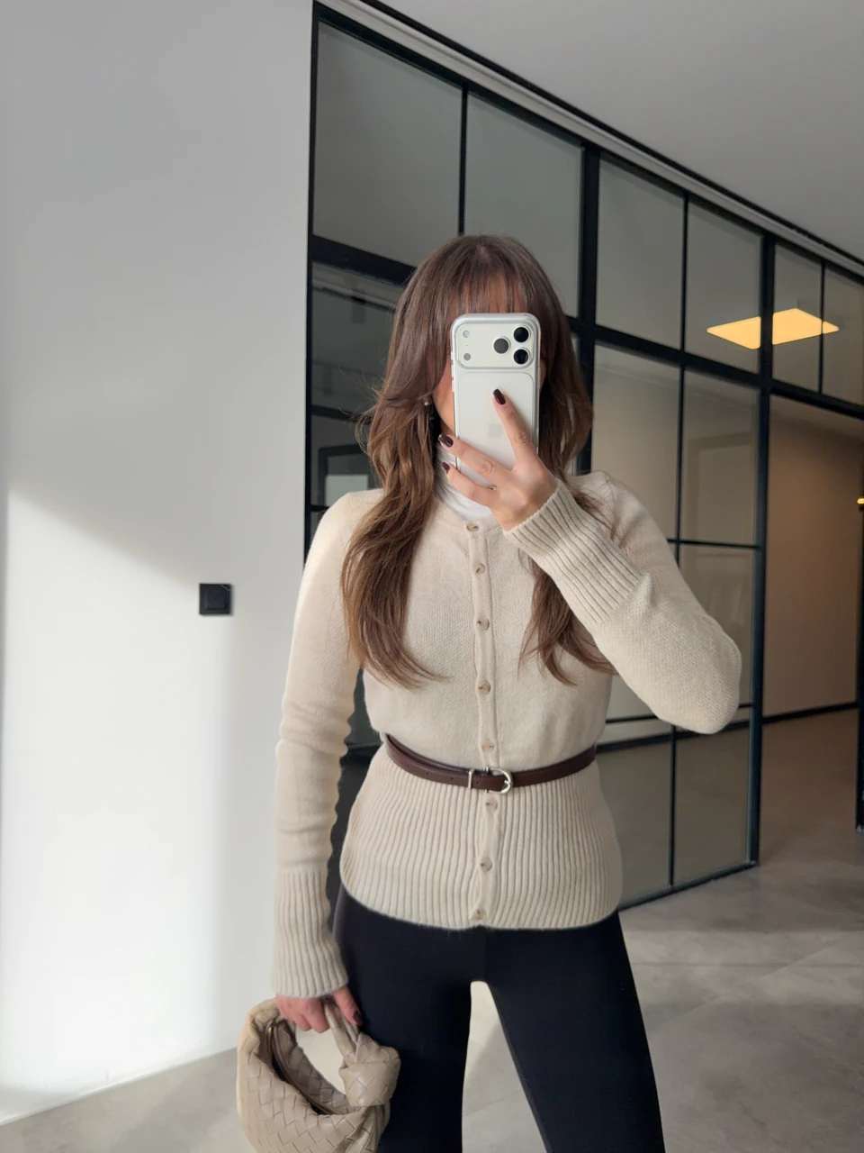 KEMERLİ DÜĞMELİ TRİKO KAZAK - Taş