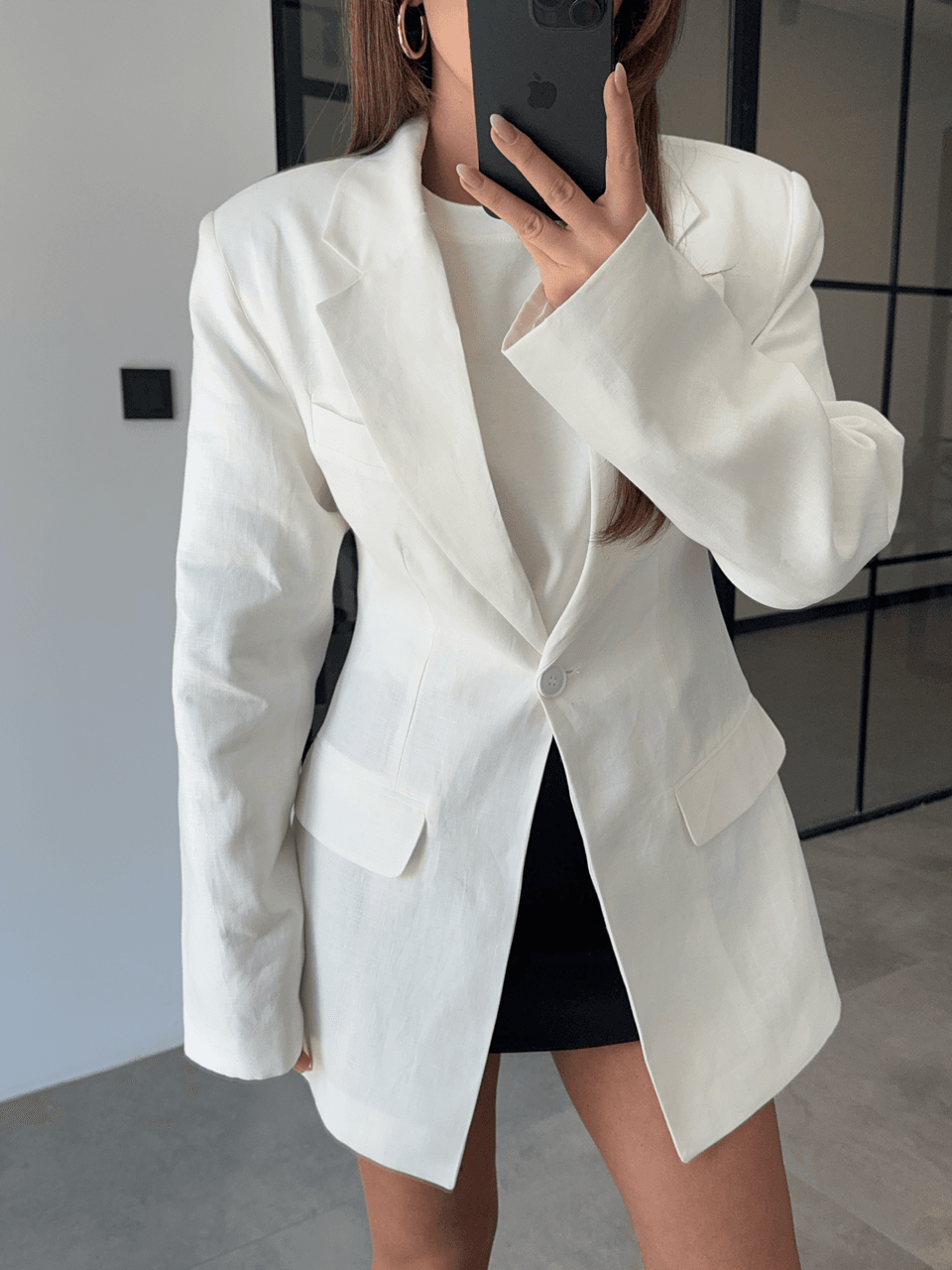 BELDEN OTURTMALI %100 KETEN EKRU BLAZER CEKET