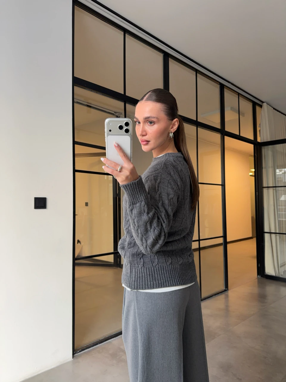 SAÇ ÖRGÜ ANTRASİT TRİKO KAZAK