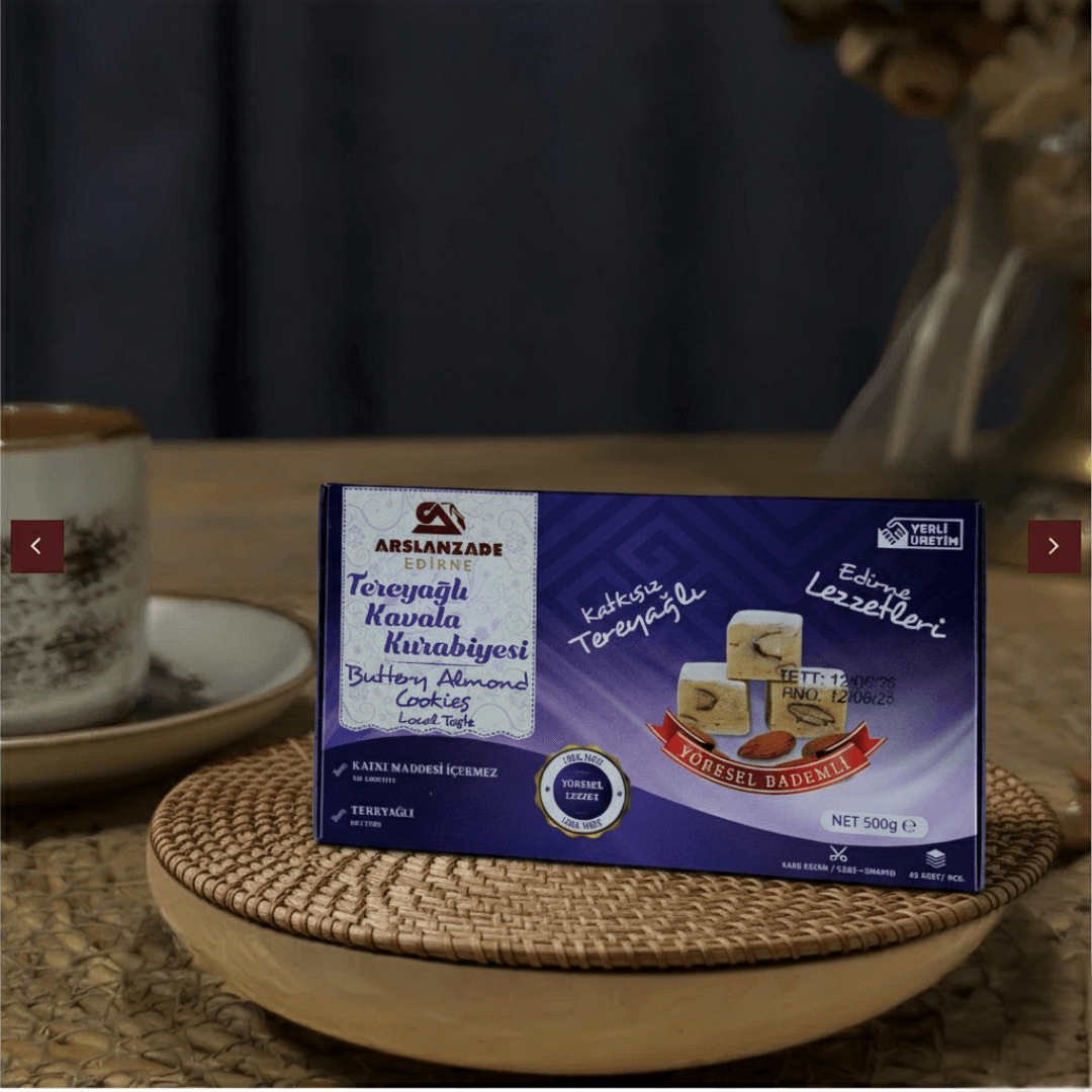 %100 Tereyağlı Pudra Şekersiz Kavala Kurabiyesi 500 Gr