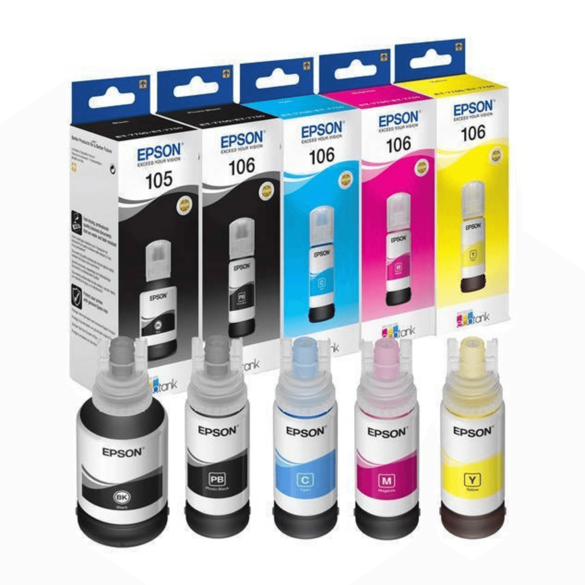 Epson 105 / 106 Ecotank Photoink 5 Renk Orjinal Mürekkep Kartuş Seti L7160 L7180