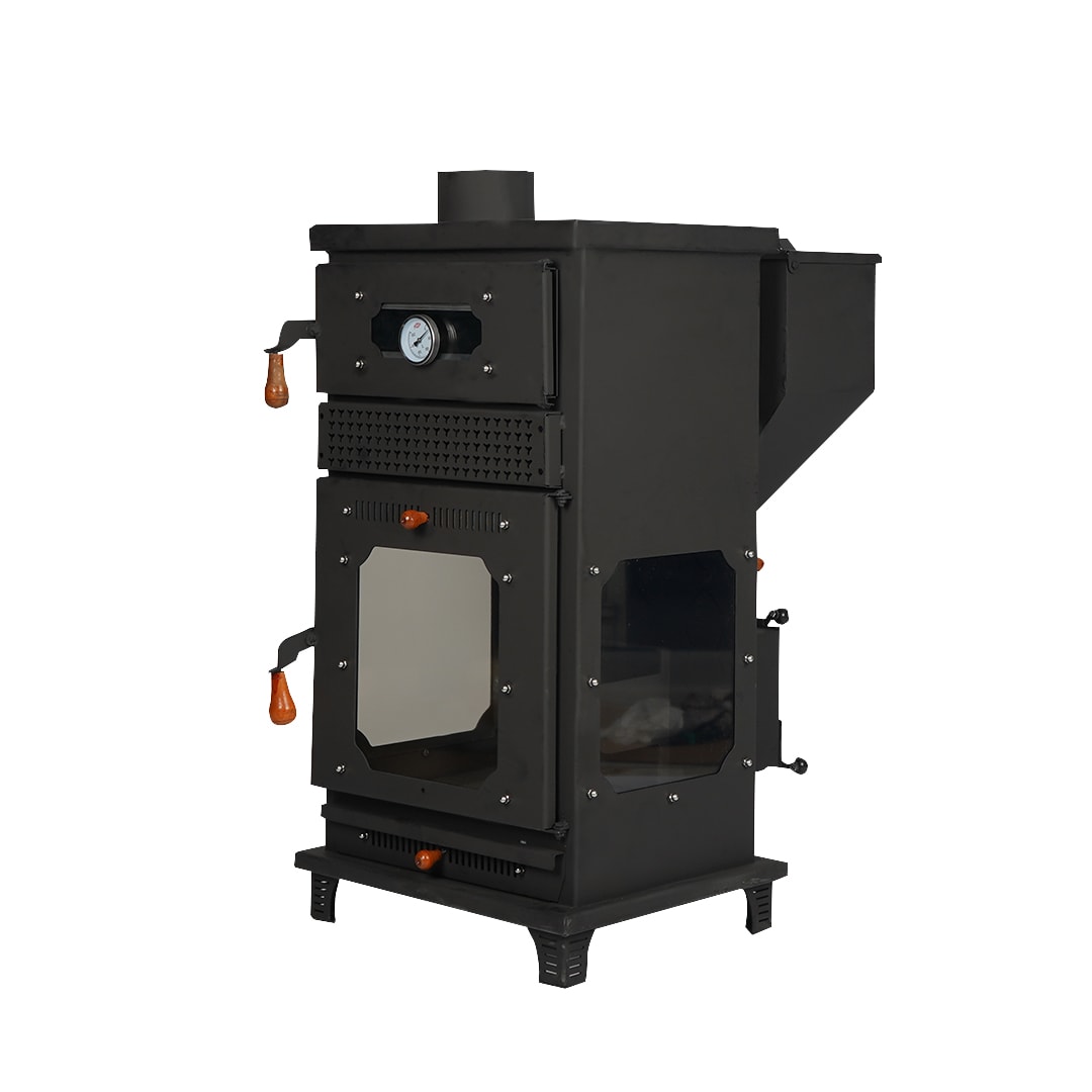 Manuel Fanlı Fırınlı Odunlu 3 Camlı Şömine Tipi Pelet Soba