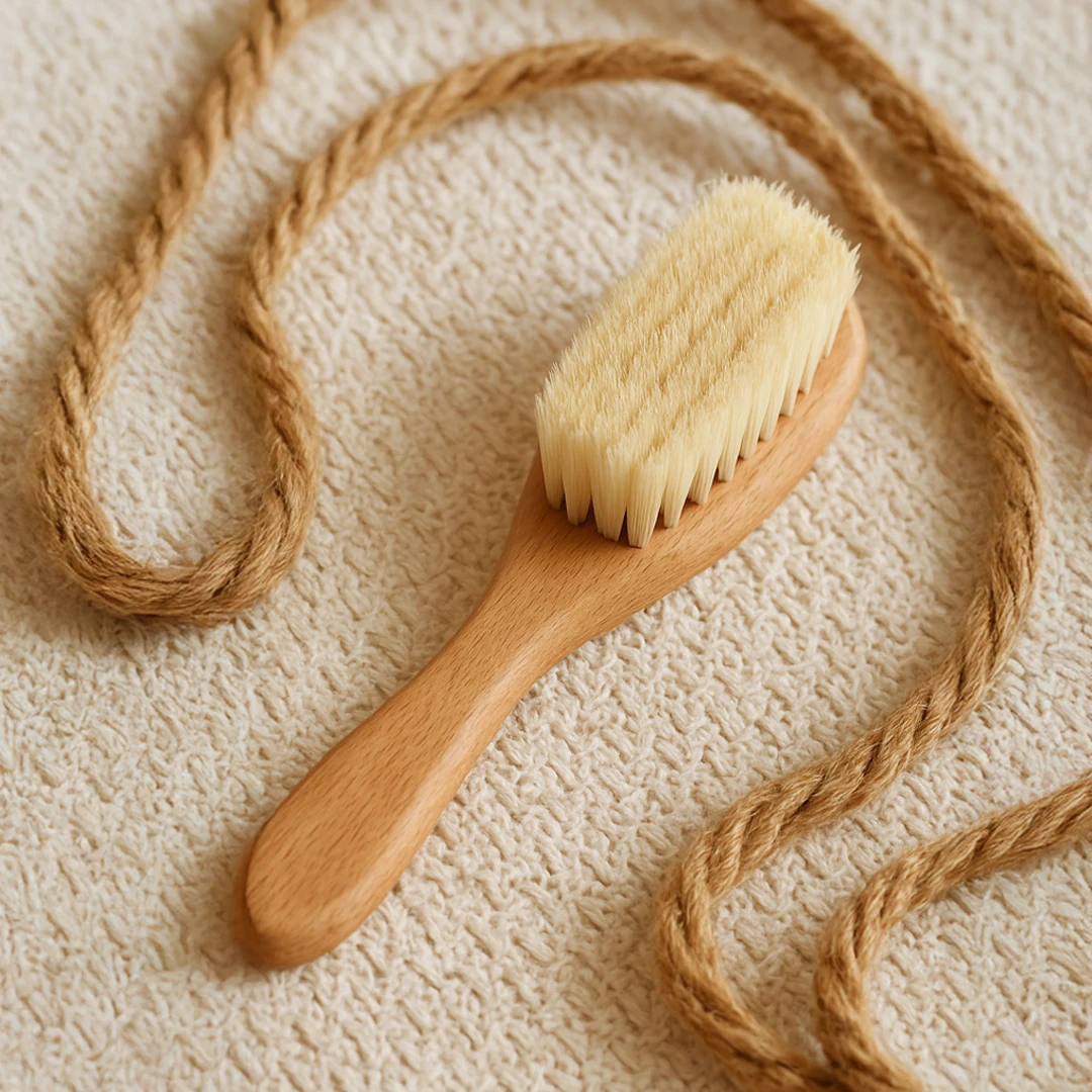 Yeni Doğan Bebek Fırçası – %100 Doğal Keçi Kılı & Konak Önleyici Bebek Fırçası