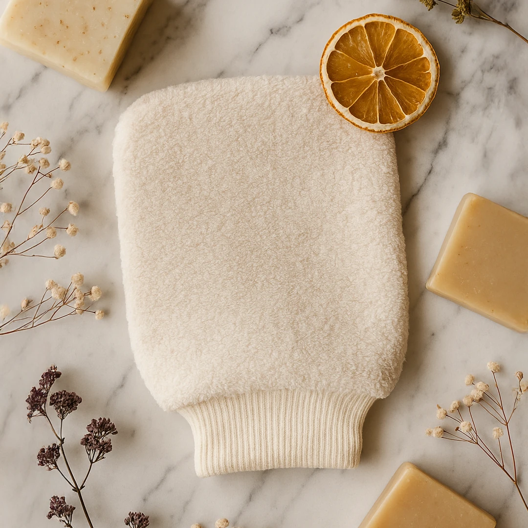 Bebek Banyo Kesesi - Doğal Pamuklu Bebek Eldiveni - Banyo Bebek Kesesi