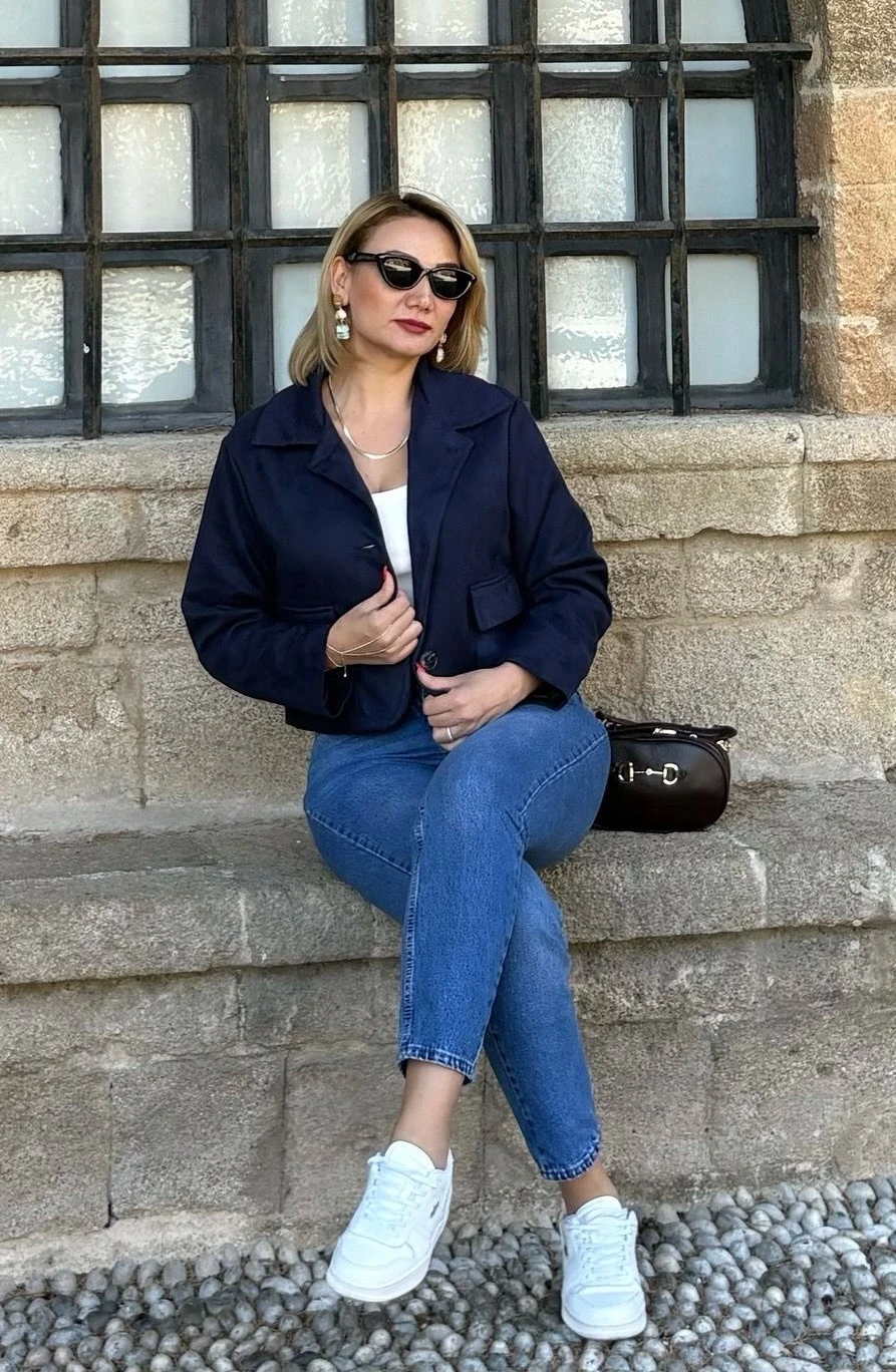 Laci süet dokulu kısa ceket