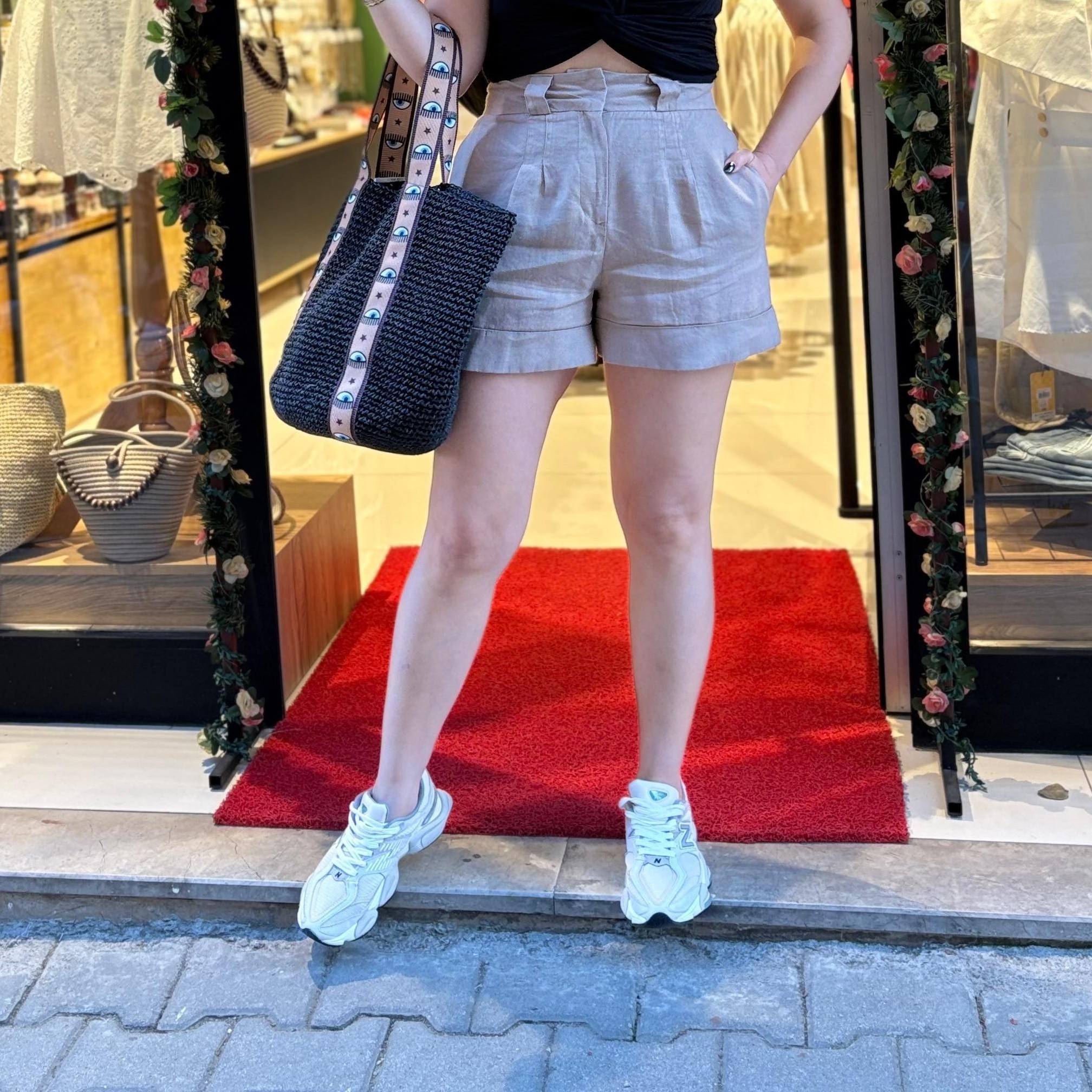 %100 Keten şort