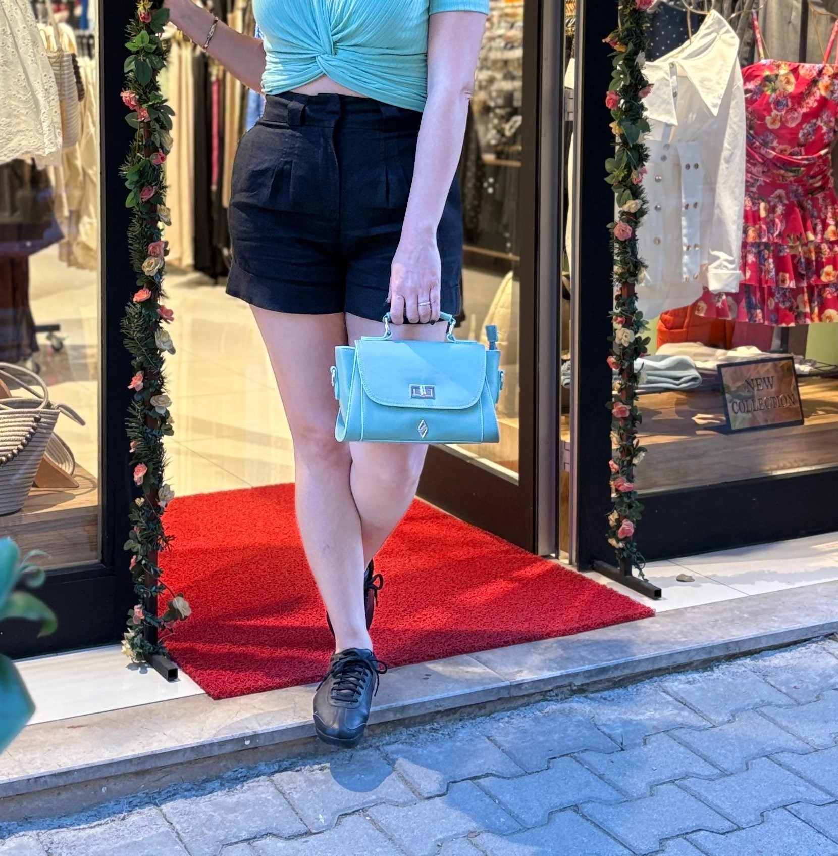 %100 Keten şort - Siyah