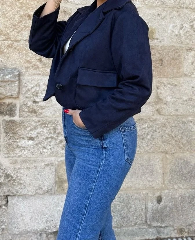 Laci süet dokulu kısa ceket