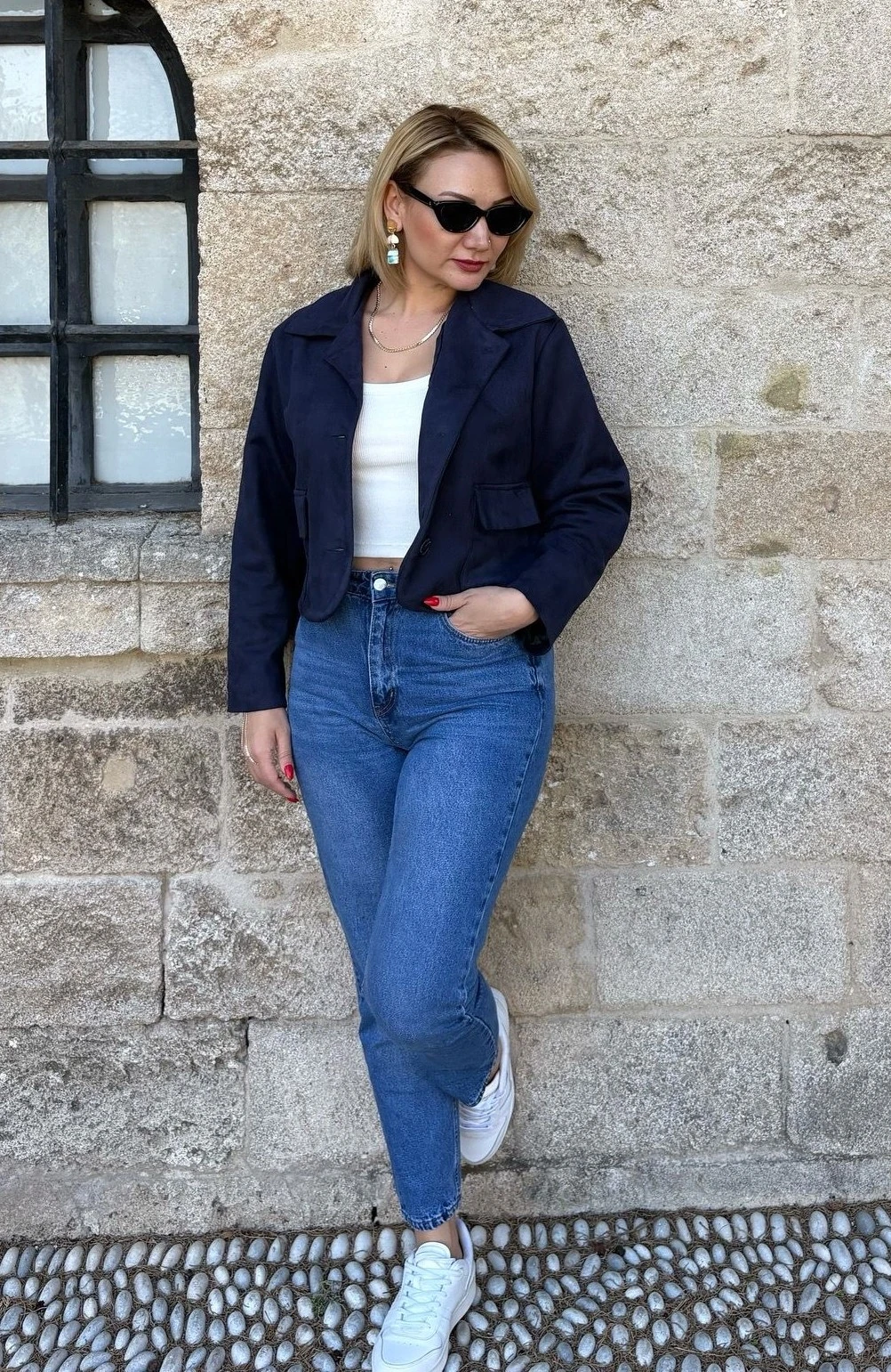 Laci süet dokulu kısa ceket