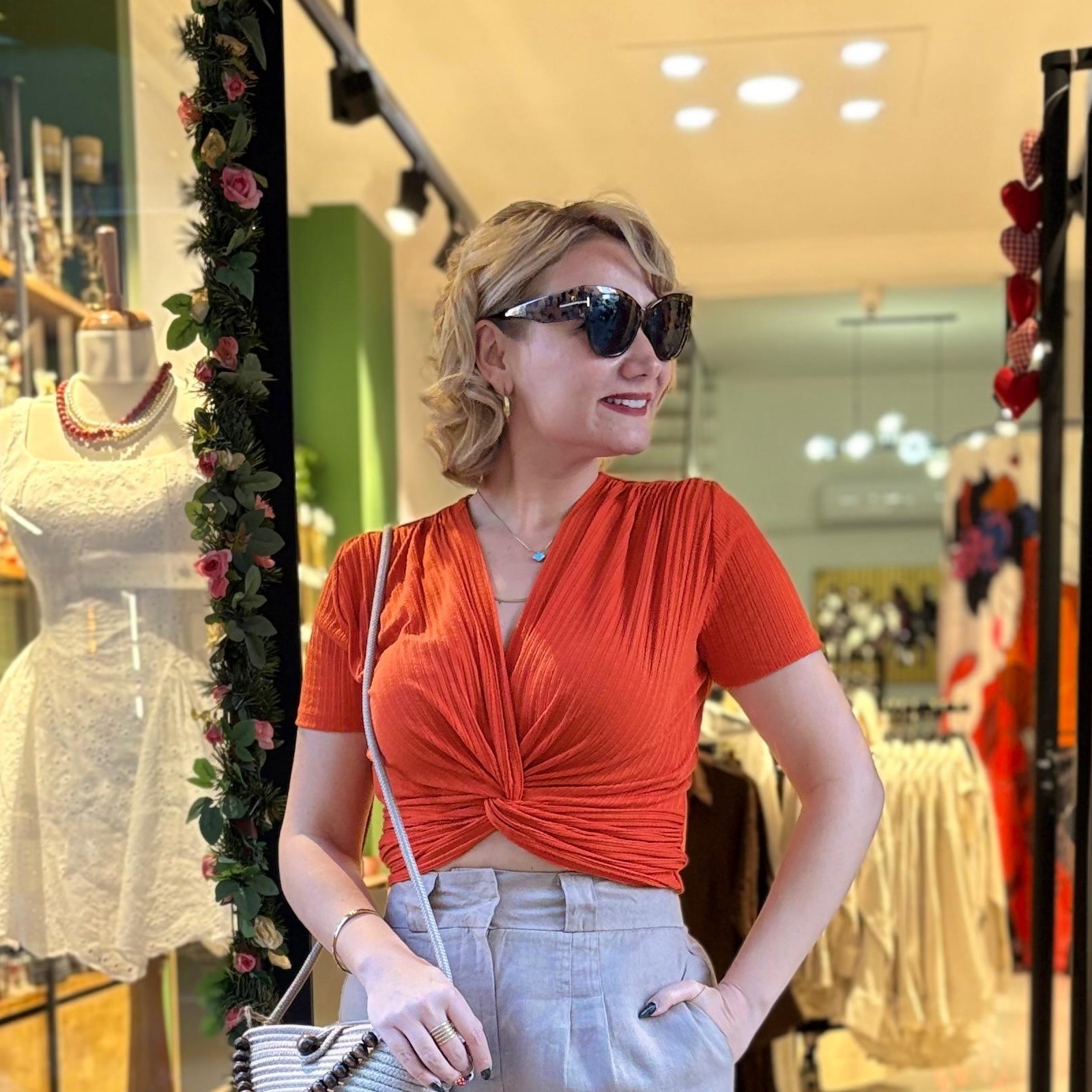 Kruvaze crop bluz - Oranj