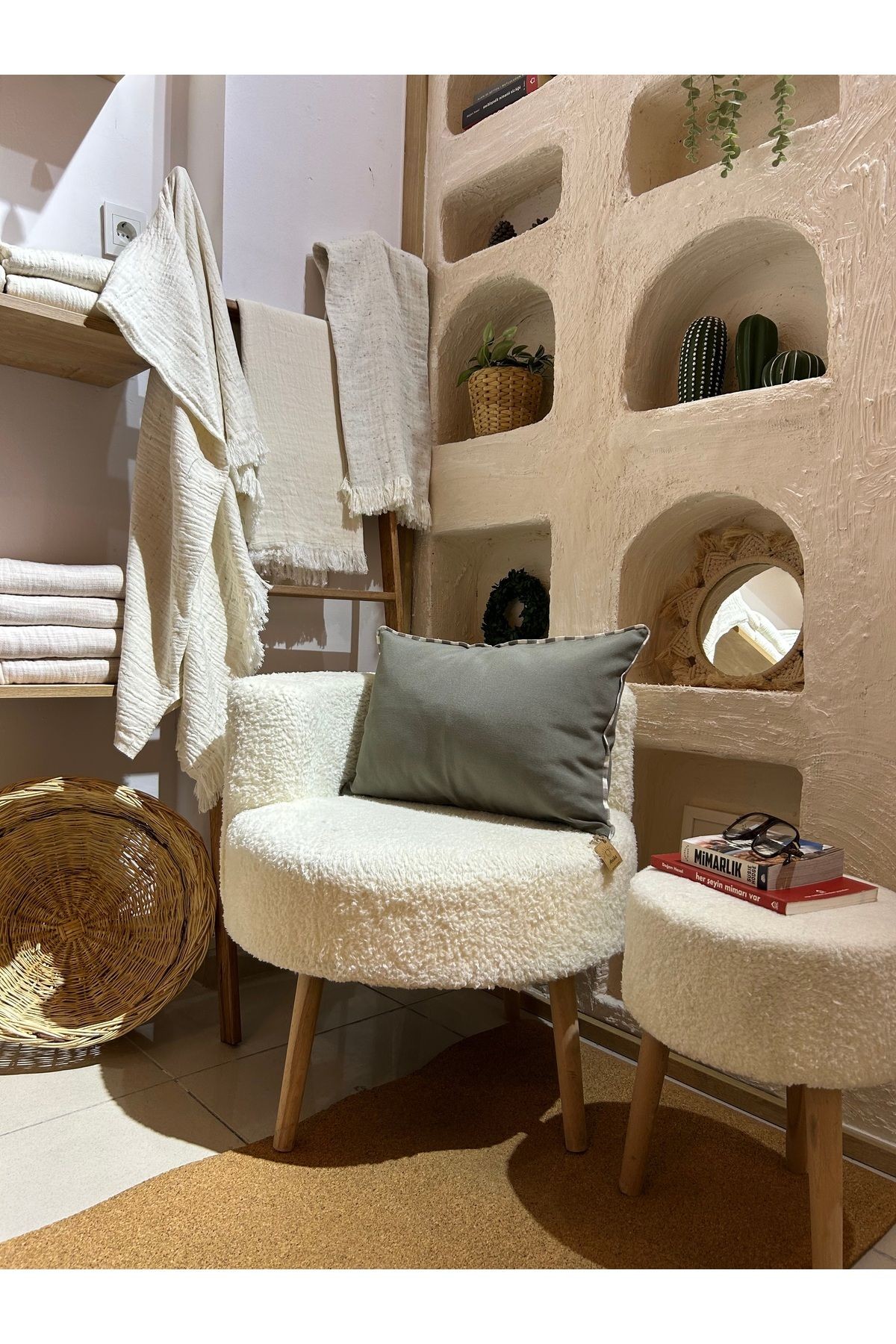 ANİKA Home Keten Kırlent Kılıfı / Biyeli /Gri