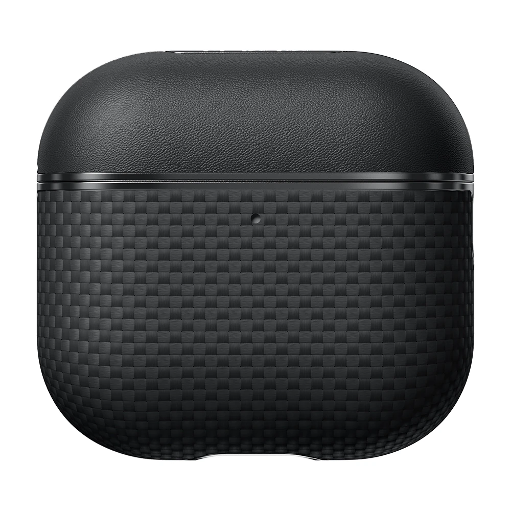 Apple Airpods 4 Kılıf 1500D Aramid Fiber Pitaka Ultra-Slim Classic Serisi Black-Grey Twill Kapak