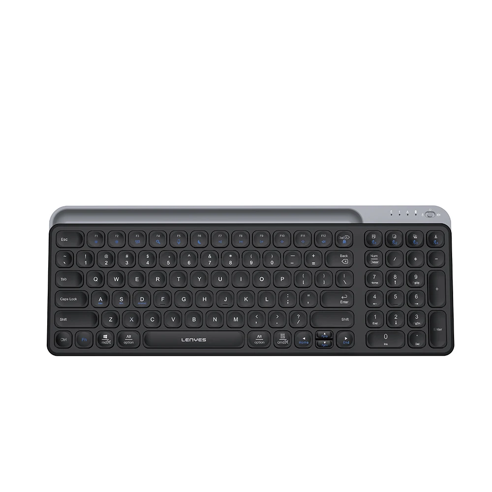 Lenyes WK106 Sessiz Tuş Tasarımlı Entegre Stand Bölmeli Çift Bluetooth Bağlantılı 2.4G Kablosuz Klavye