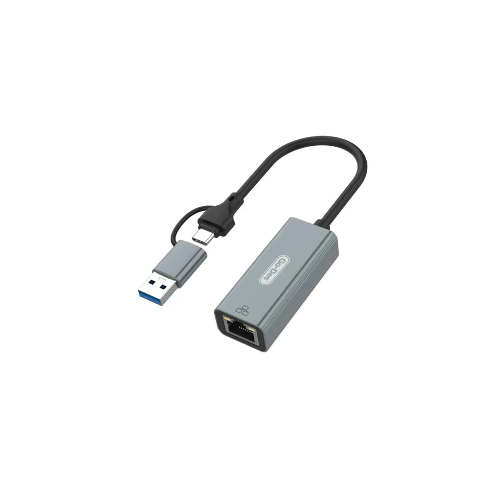 Go Des GD-6871 RJ45 Type-C ve USB-A Ethernet Dönüştürücü Kablo 100Mbps