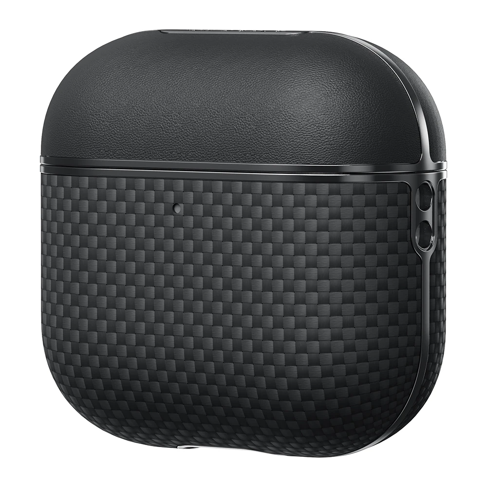 Apple Airpods Pro 2 Kılıf 1500D Aramid Fiber Pitaka Ultra-Slim Classic Serisi Black-Grey Twill Kapak