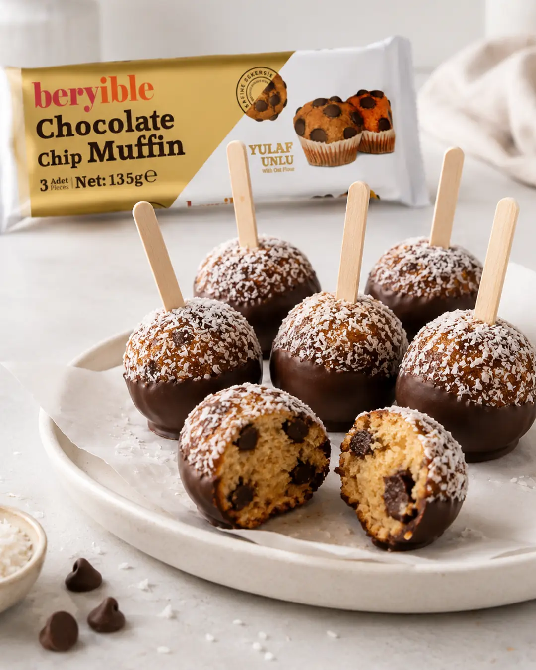 Beryible Chocolate Chip Muffin ile hazırlanan Berypops